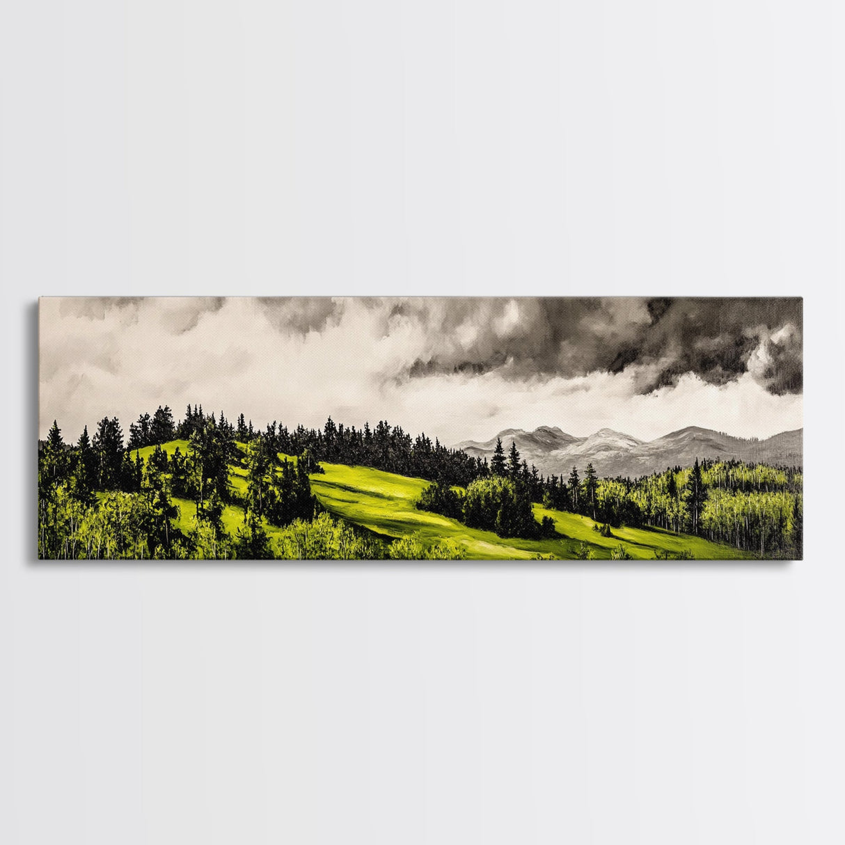 Rolling Hills, Green Landscape, Mountain View, Canvas Print, Nature Inspired Art, Living Room Wall Art, Scenic Home Decor, Rustic Art