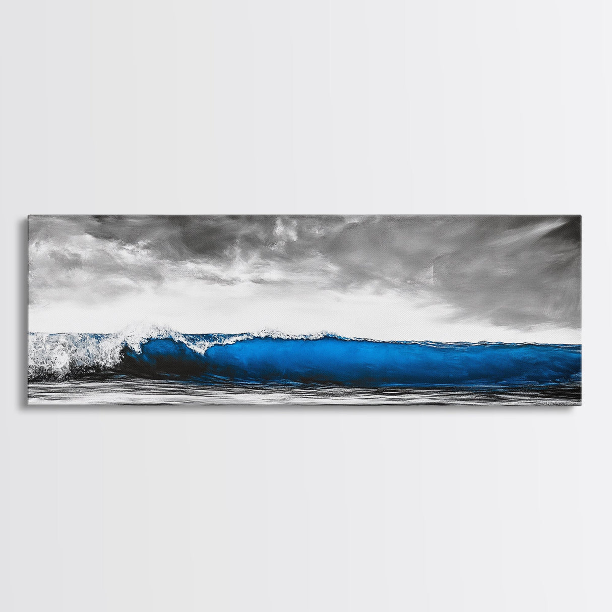Blue Wave, Stormy Ocean, Abstract Seascape, Beach Home Decor, Canvas Print, Coastal Wall Art, Minimalist Style, Bedroom Artwork