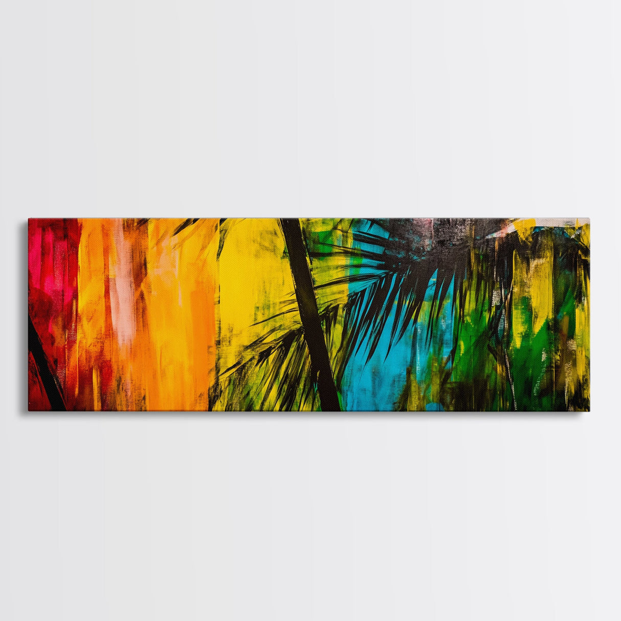Palm Tree, Tropical Colors, Vibrant Abstract, Canvas Print, Boho Art, Modern Wall Art, Beach House Decor, Living Room Statement Piece