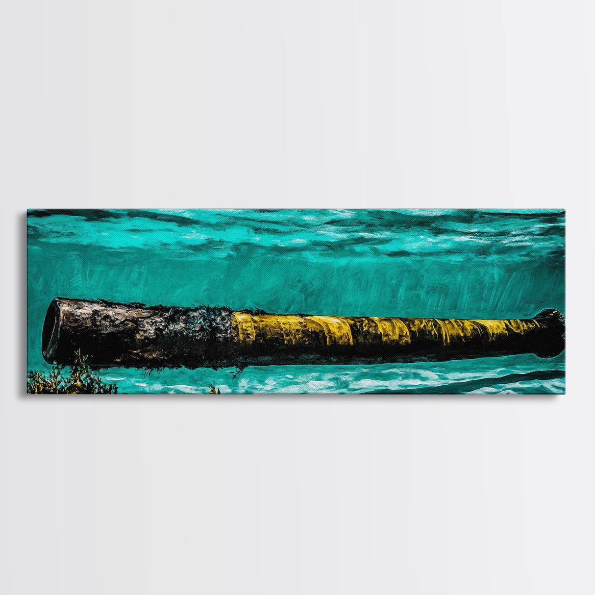 Submerged Cannon, Underwater Art, Nautical Decor, Military History Print, Ocean Themed Wall Art, Man Cave Decor, Framed Canvas Print