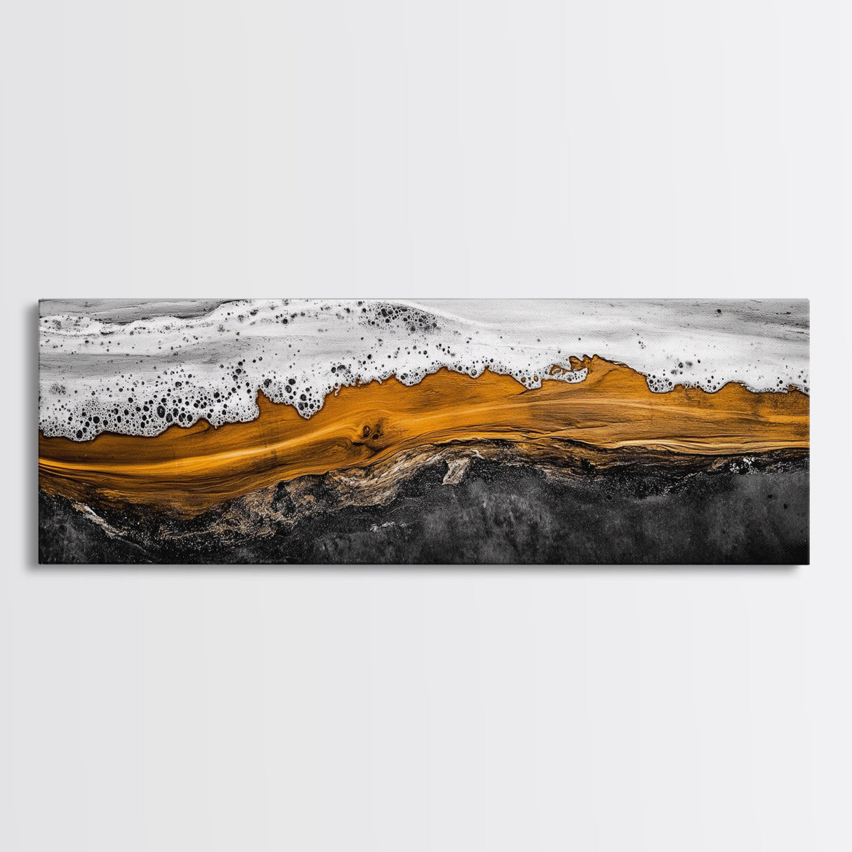 Ocean Wave, Coastal Abstract, Black and Gold Art, Framed Canvas Print, Beach House Decor, Modern Wall Art, Surf Art, Nautical Decor
