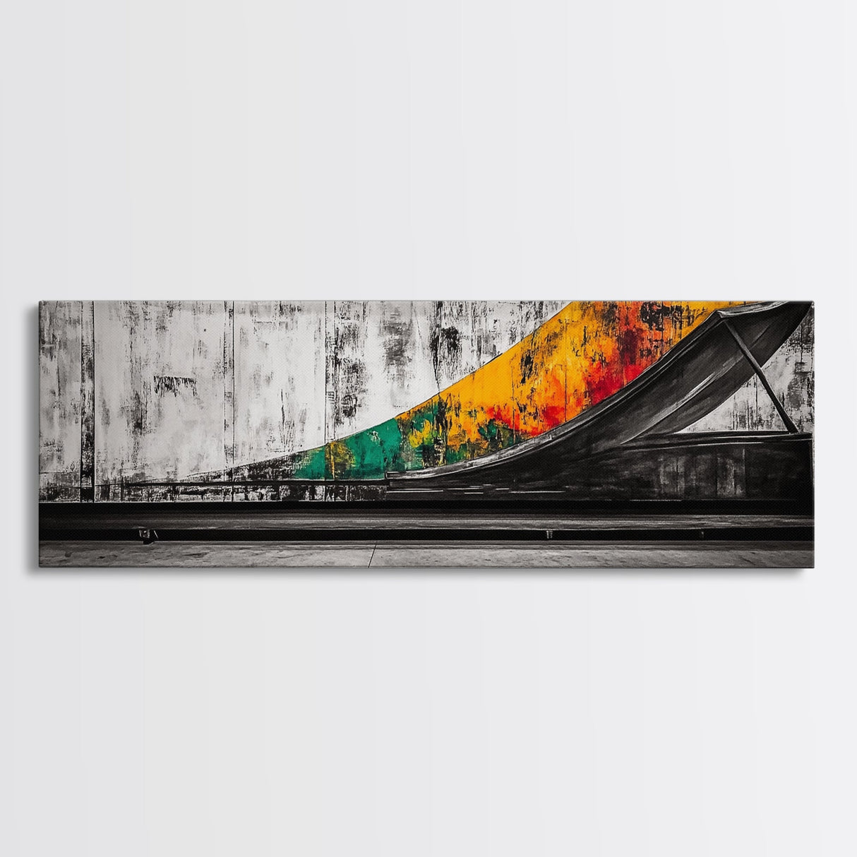 Industrial Ramp, Urban Minimalist, Canvas Print, Monochrome Wall Art, Modern Home Decor, Office Artwork, Geometric Abstract, Grayscale Painting