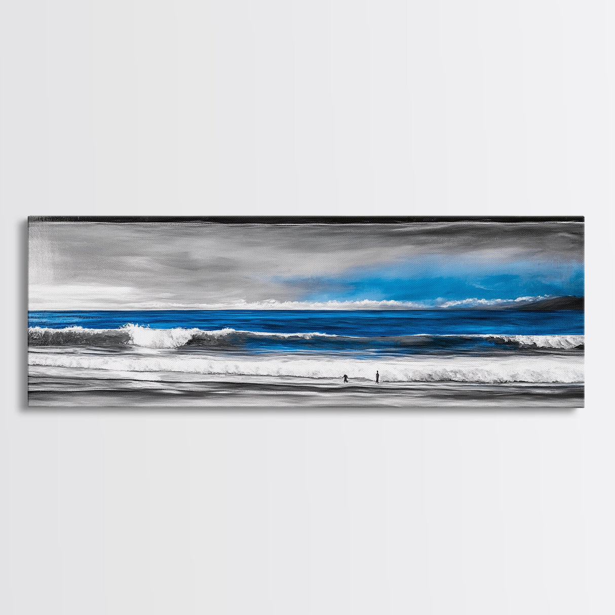 Ocean Horizon, Blue Waves, Coastal Landscape, Framed Canvas Print, Minimalist Seascape, Nautical Wall Art, Living Room Artwork