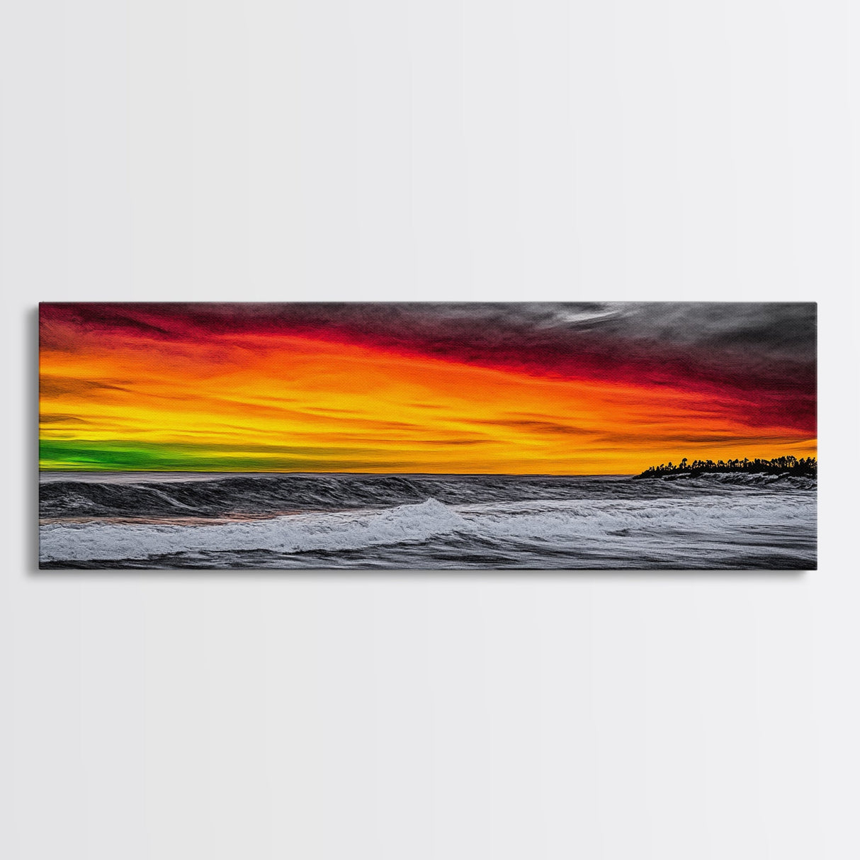Bold, Ocean, Sunset, Framed Canvas Print, Beach House Art, Modern Coastal Decor, Large Wall Art, Contemporary Seascape, Surf Inspired Art