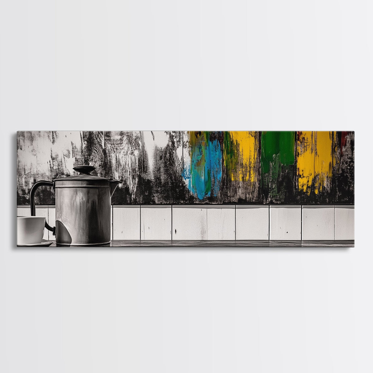 Coffee Time, Rustic Kitchen Wall Art, Abstract Cafe Print, Farmhouse Home Decor, Colorful Modern Painting, Cozy Home Vibes, Framed Canvas Print