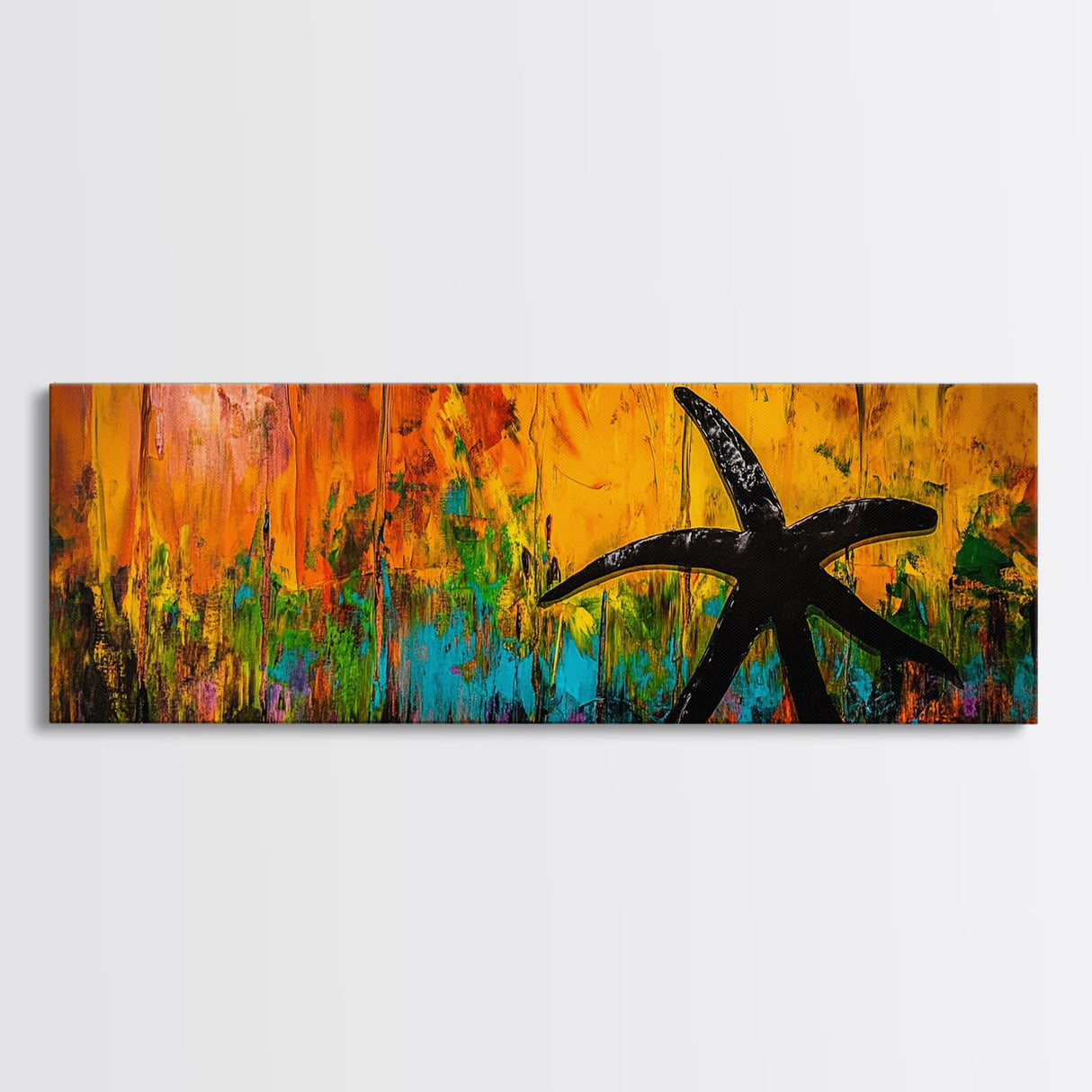Starfish Art, Abstract Ocean Decor, Coastal Wall Art, Colorful Beach Print, Boho Art, Modern Living Room, Canvas Print, Nautical Gift
