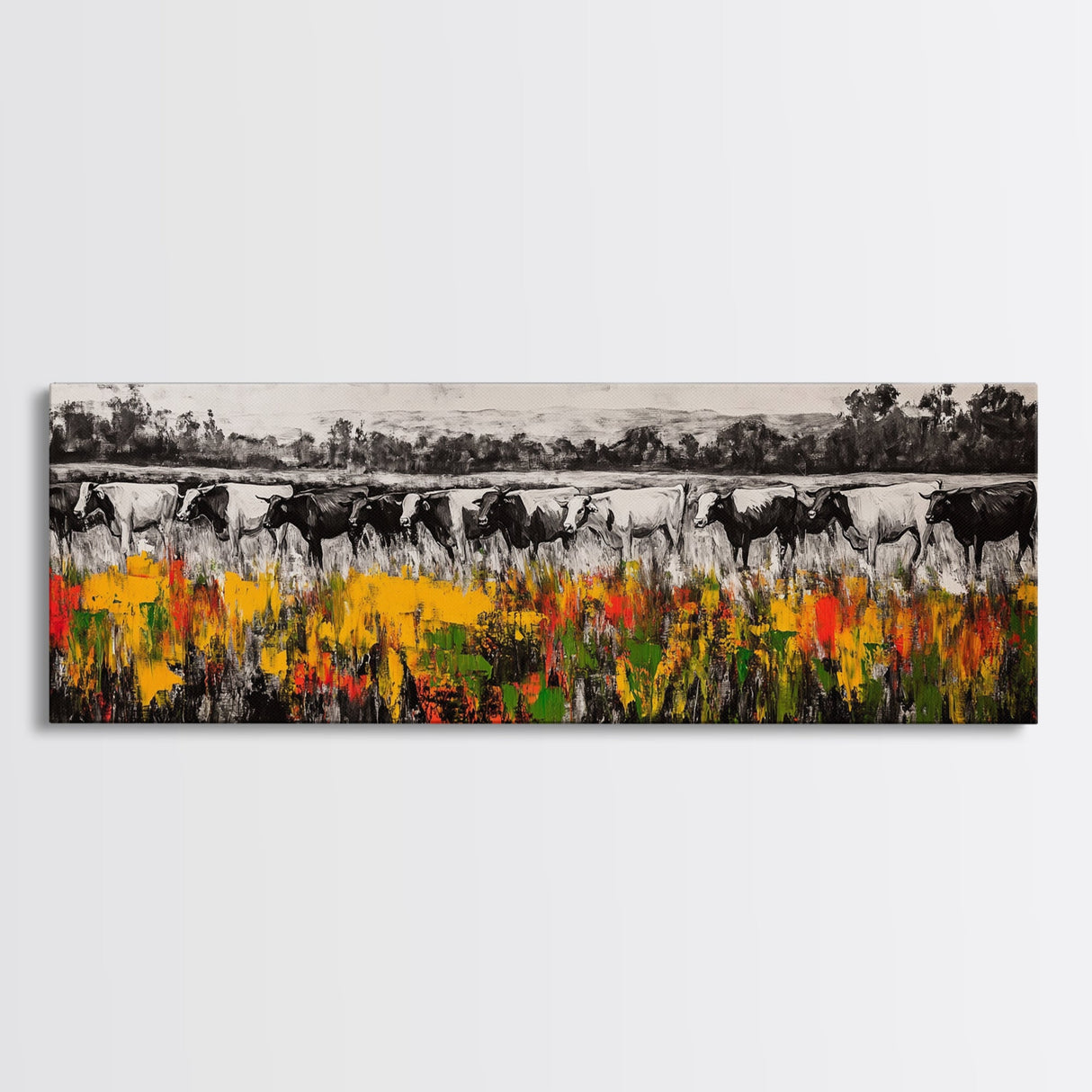 Farmhouse Cows, Rustic Pasture, Country Living, Autumn Wall Art, Framed Canvas Print, Barn Decor, Modern Farmhouse, Boho Home Accent