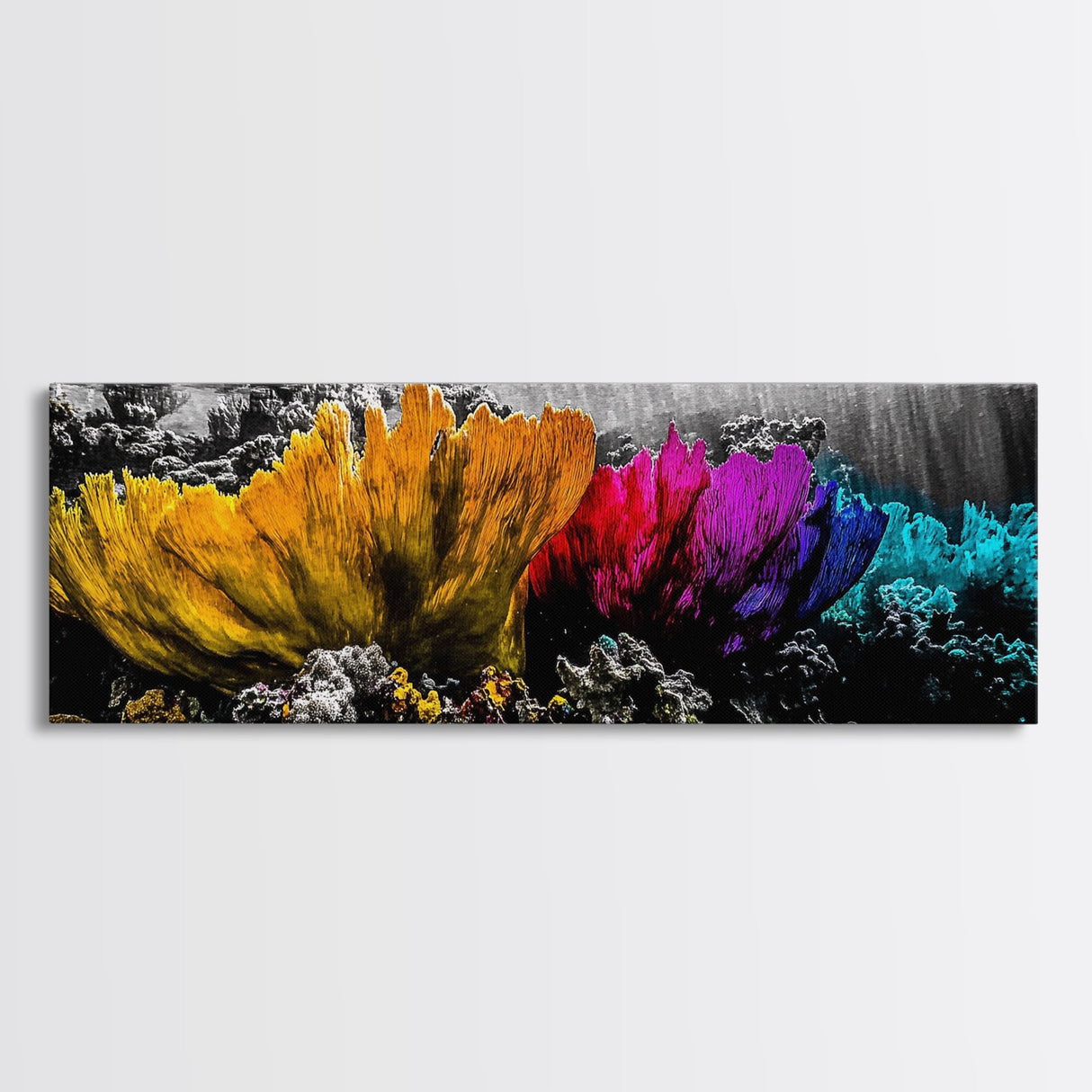 Abstract Reef, Vibrant Ocean, Canvas Print, Underwater Fantasy, Coastal Home Art, Marine Life Artwork, Modern Ocean Wall Decor