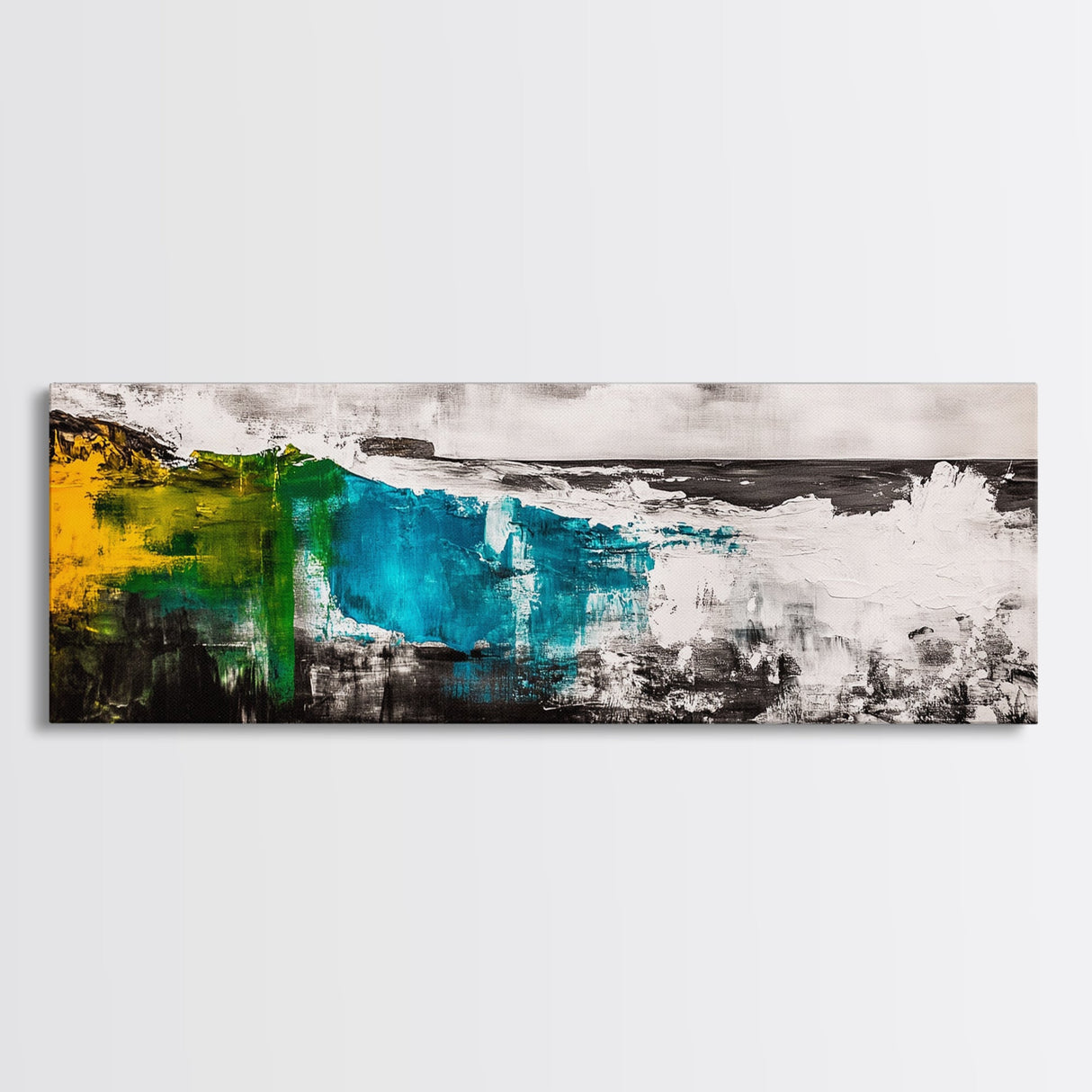 Abstract Ocean Wave, Colorful Coastal Painting, Modern Nautical Wall Art, Bold Seascape Print, Vibrant Beach Decor, Framed Canvas Print