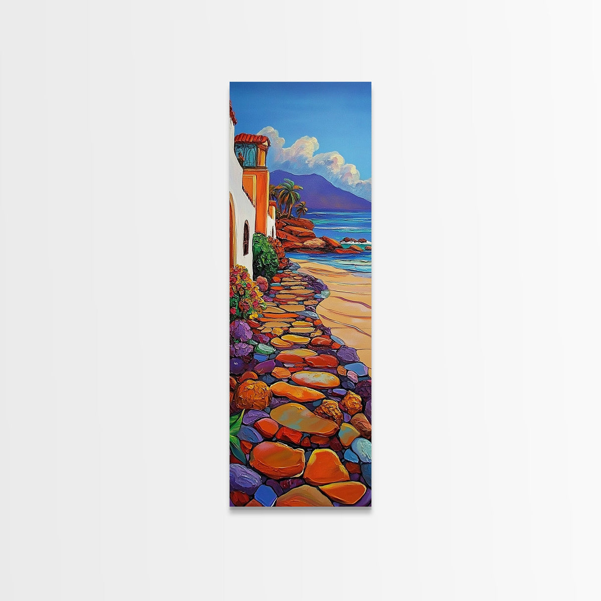 Beach, Pathway, Tropical, Coastal Homes Canvas Print, Vibrant Summer Landscape, Coastal Living Room Art, Oceanfront Wall Accent, Boho Beach Art