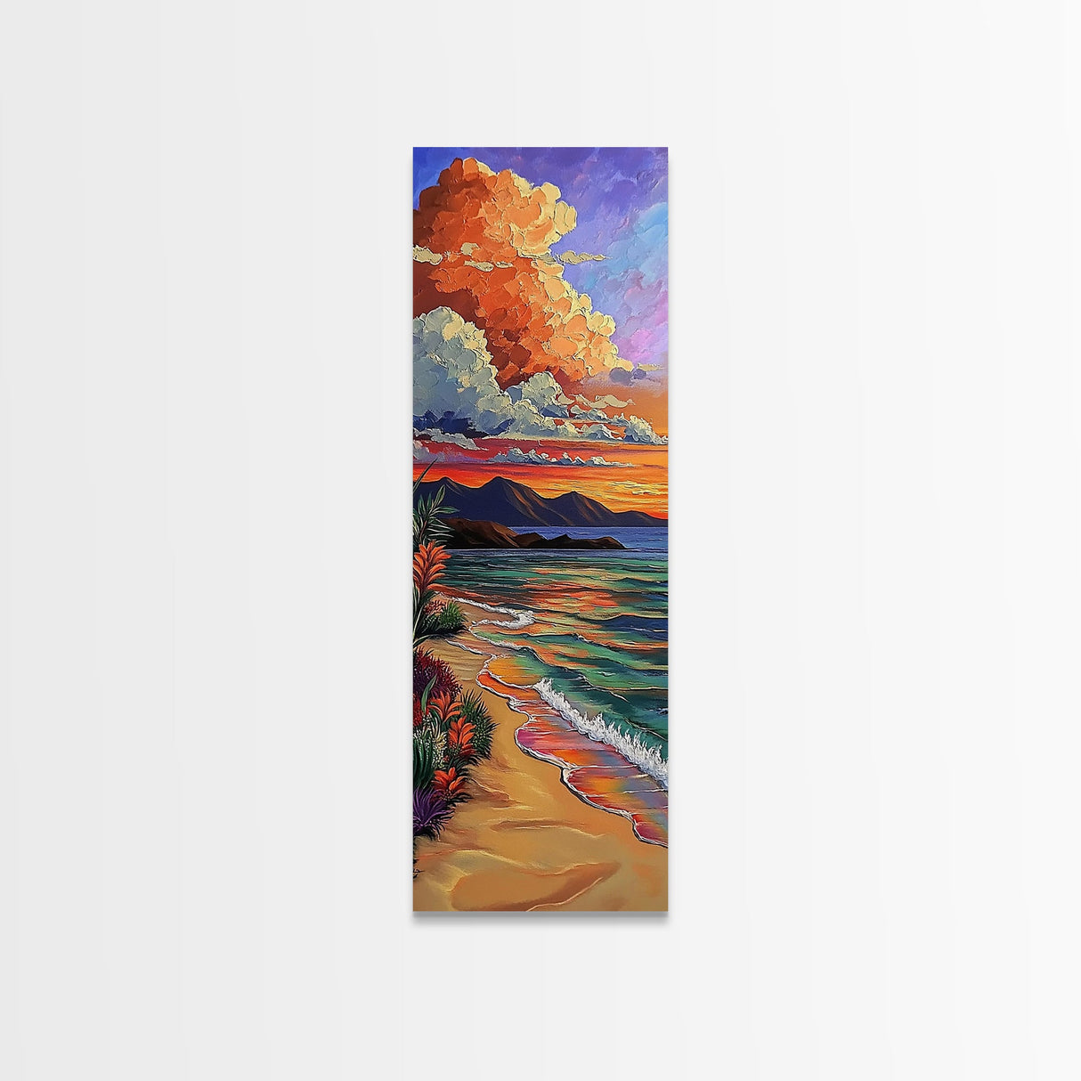Ocean Sunset, Reflection, Canvas Print, Coastal Beach Wall Art, Vibrant Tropical Seascape Decor, Living Room Colorful Nature Accent