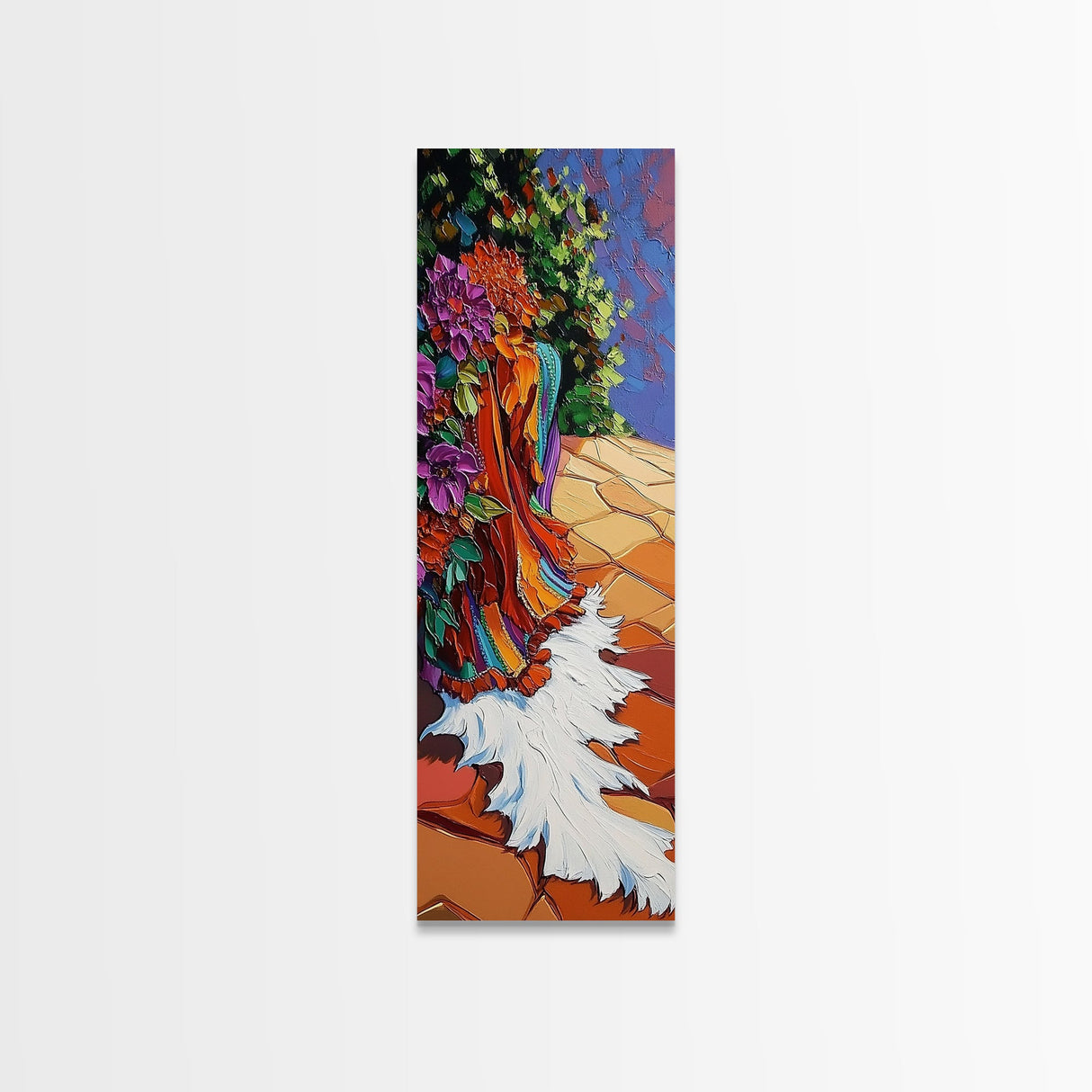 Garden Flowing, Flowers Path, Framed Canvas Print, floral hallway wall art, textured painting, boho botanical decor, whimsical home accent