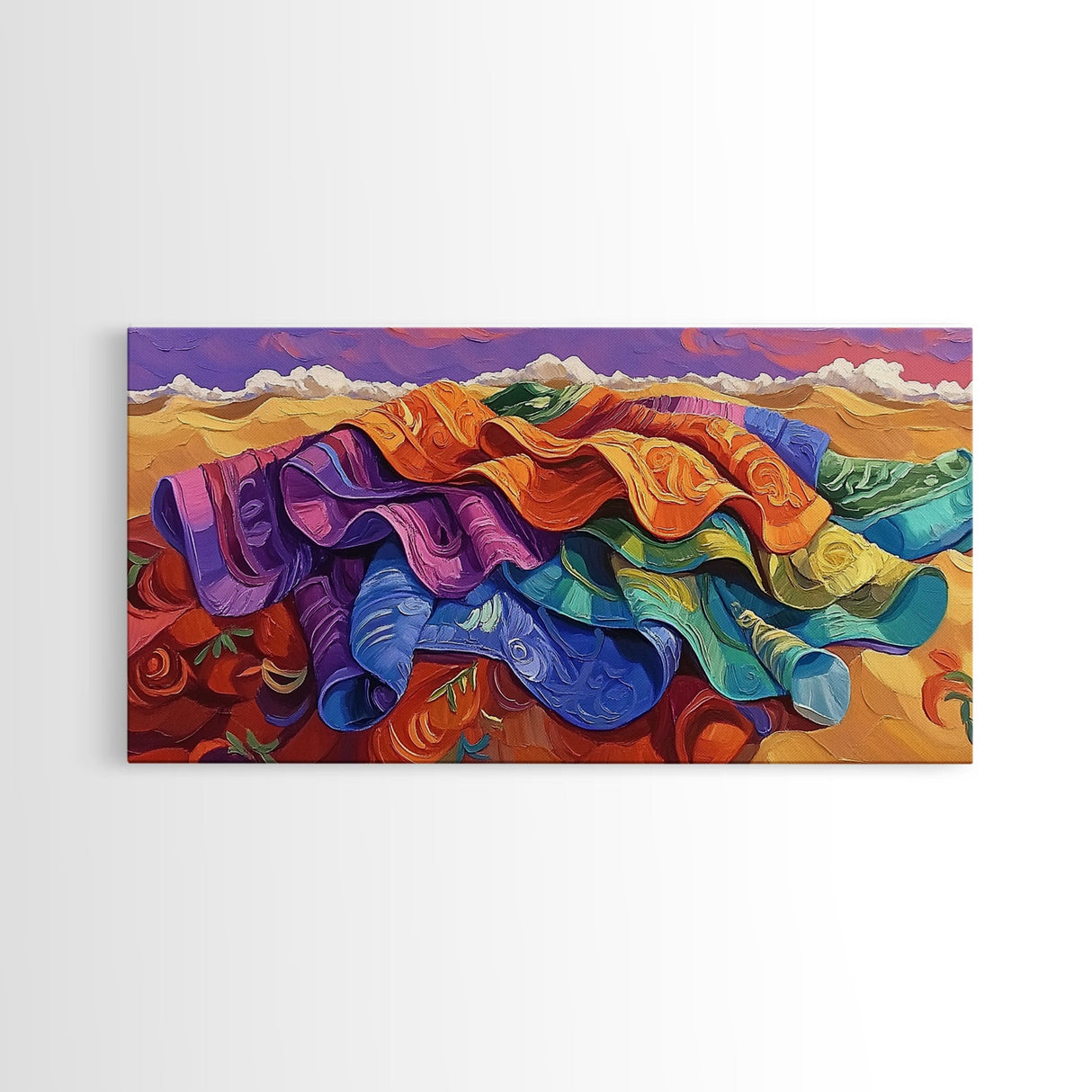 Blanket Desert, Colorful, Framed Canvas Print, Vibrant Serape Blanket Art, Southwestern Boho Wall Decor, Fall Entryway Art