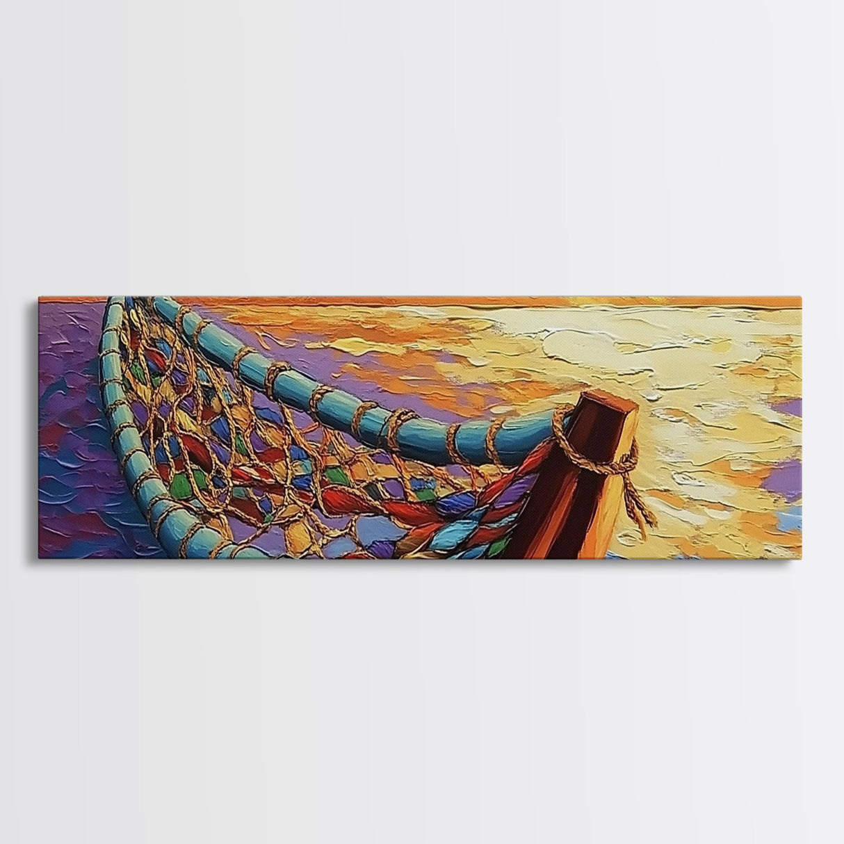 Sunset Hammock, Tranquil Waters, Ocean Relaxation, Framed Canvas Print, tropical bedroom art, chill beach vibe, coastal decor