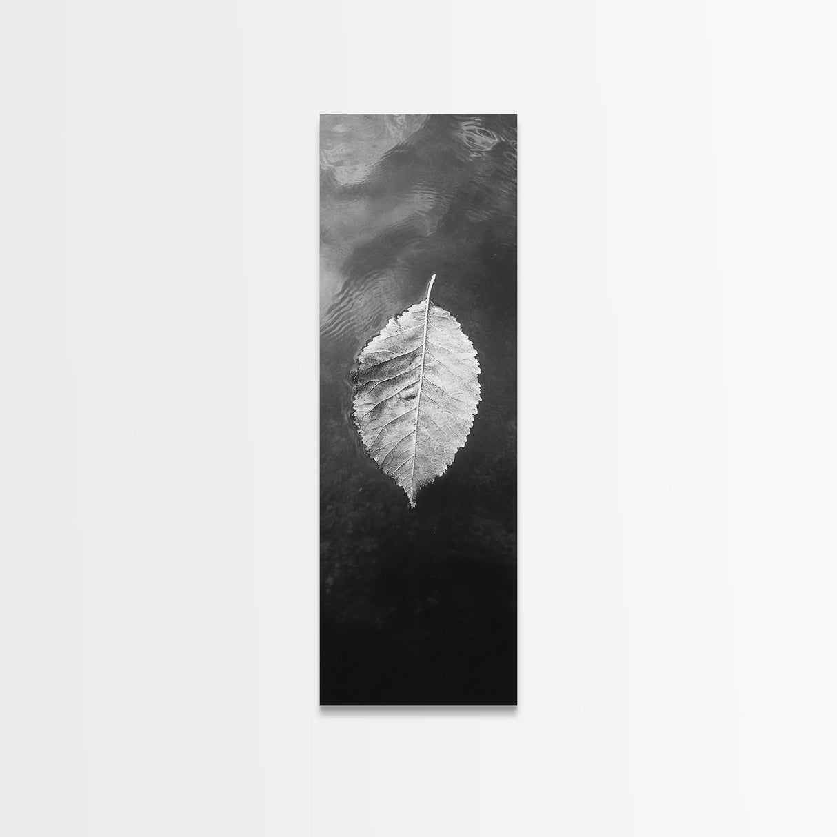 Floating Leaf, Autumn Stillness, Water Reflection, Framed Canvas Print, Fall inspired decor, Bathroom minimalist art, Botanical nature gift