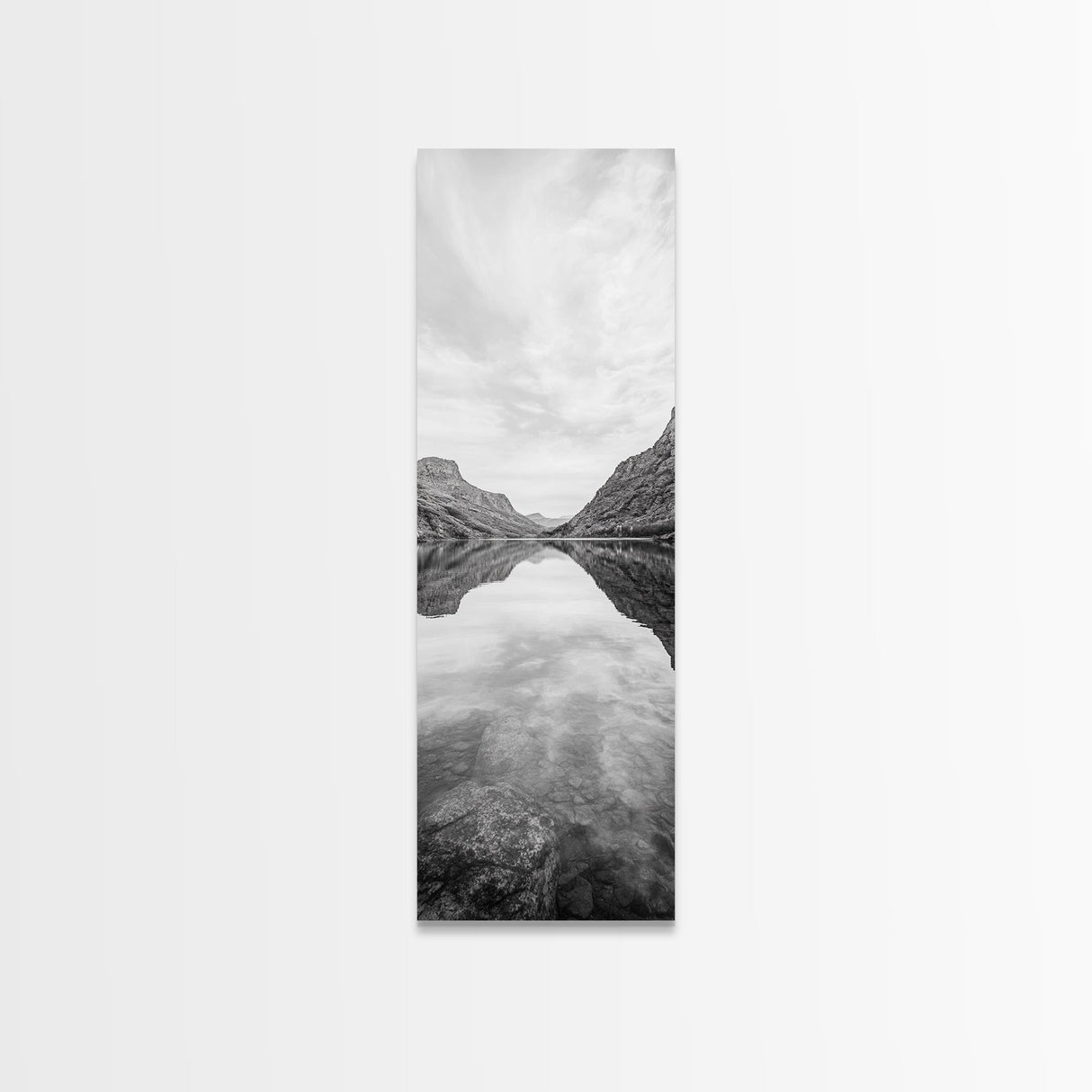 Mountain Lake, Glassy Water, Serene Reflection, Canvas Print, Bedroom Wall Art, Nature Photography, Minimalist Decor, Tranquil Vibe