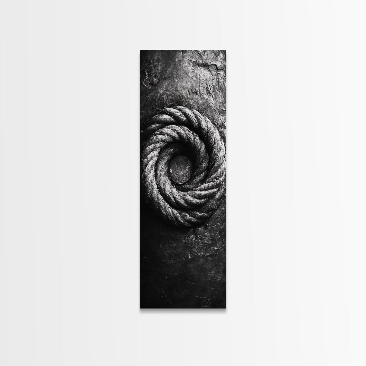 Nautical Rope Closeup, Industrial Texture, Abstract Rustic, Framed Canvas Print, Office Wall Art, Monochrome Art, Modern Nautical Decor