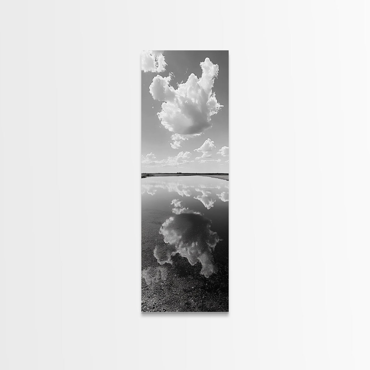 Cloud Reflections, Still Lake, Tranquil Waters, Sky Mirror Canvas Print, Minimalist Living Room Wall Art, Scandinavian Style Decor