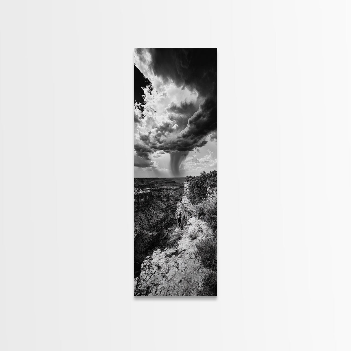 Storm Power, Canyon Rain, Desert Clouds, Monsoon Drama, Framed Canvas Print, Southwestern Wall Art, Moody Living Room Decor
