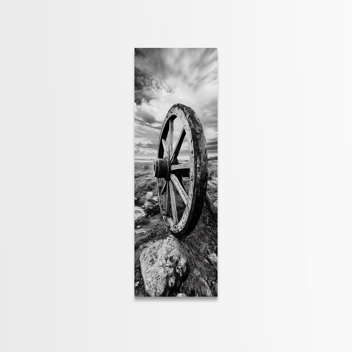 Prairie Wagon Wheel, Antique Rustic Wall Decor, Western Homestead Art, Barnhouse Style Print, Canvas Print, Fall Living Room Art