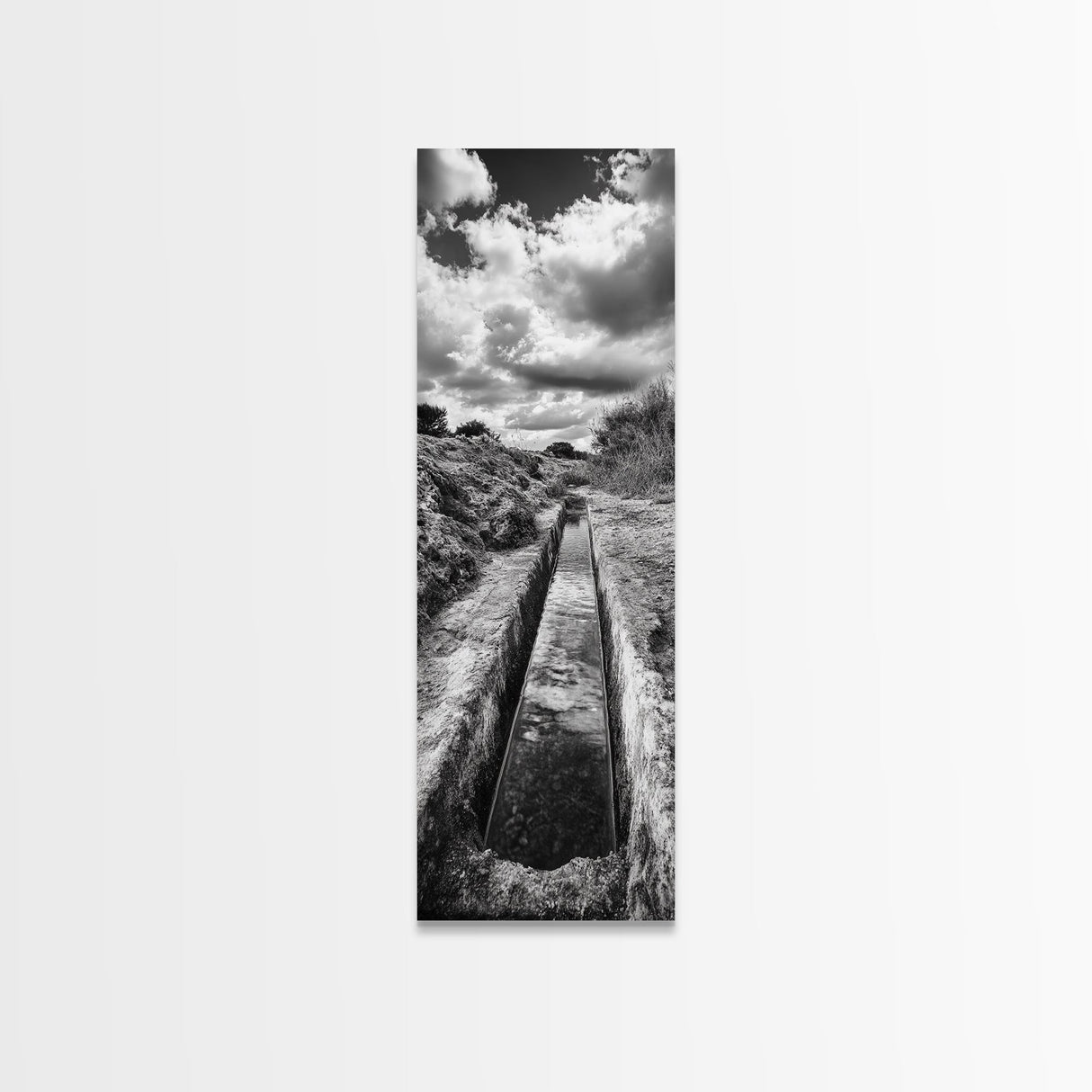 Stone Water Channel, Ancient Pathway Art, Moody Landscape Photography, Historical Wall Decor, Study or Hallway Accent, Canvas Print