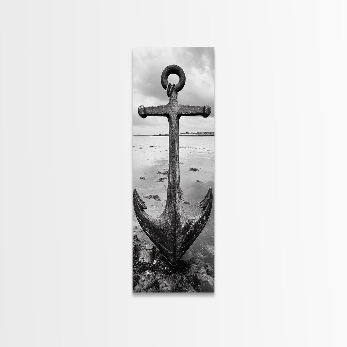 Nautical Anchor, Coastal Vibes, Marine Decor, Ocean-Inspired, Bold Statement, Framed Canvas Print, Entryway Wall Art, Rustic Beach Style