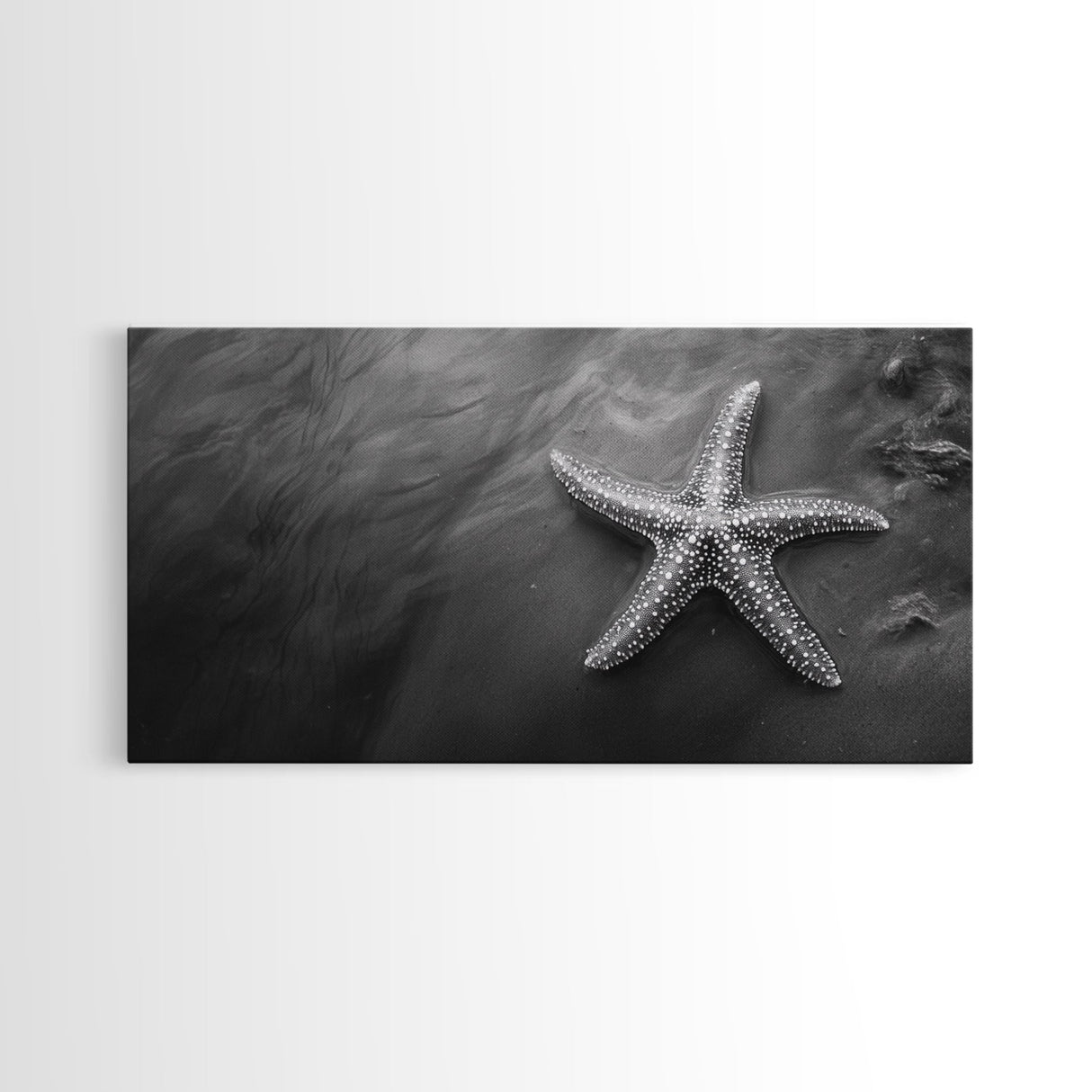 Ocean Starfish, Seashore Calm, Coastal Nature Print, Beach Zen Decor, Framed Canvas Print, Minimalist Bathroom Art, Ocean Wall Piece