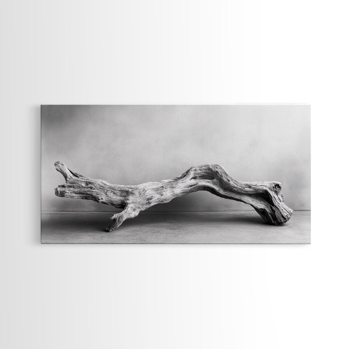 Driftwood Sculpture, Organic Modern Art, Natural Wood Texture, Neutral Decor, Framed Canvas Print, Bedroom or Living Room Wall Art