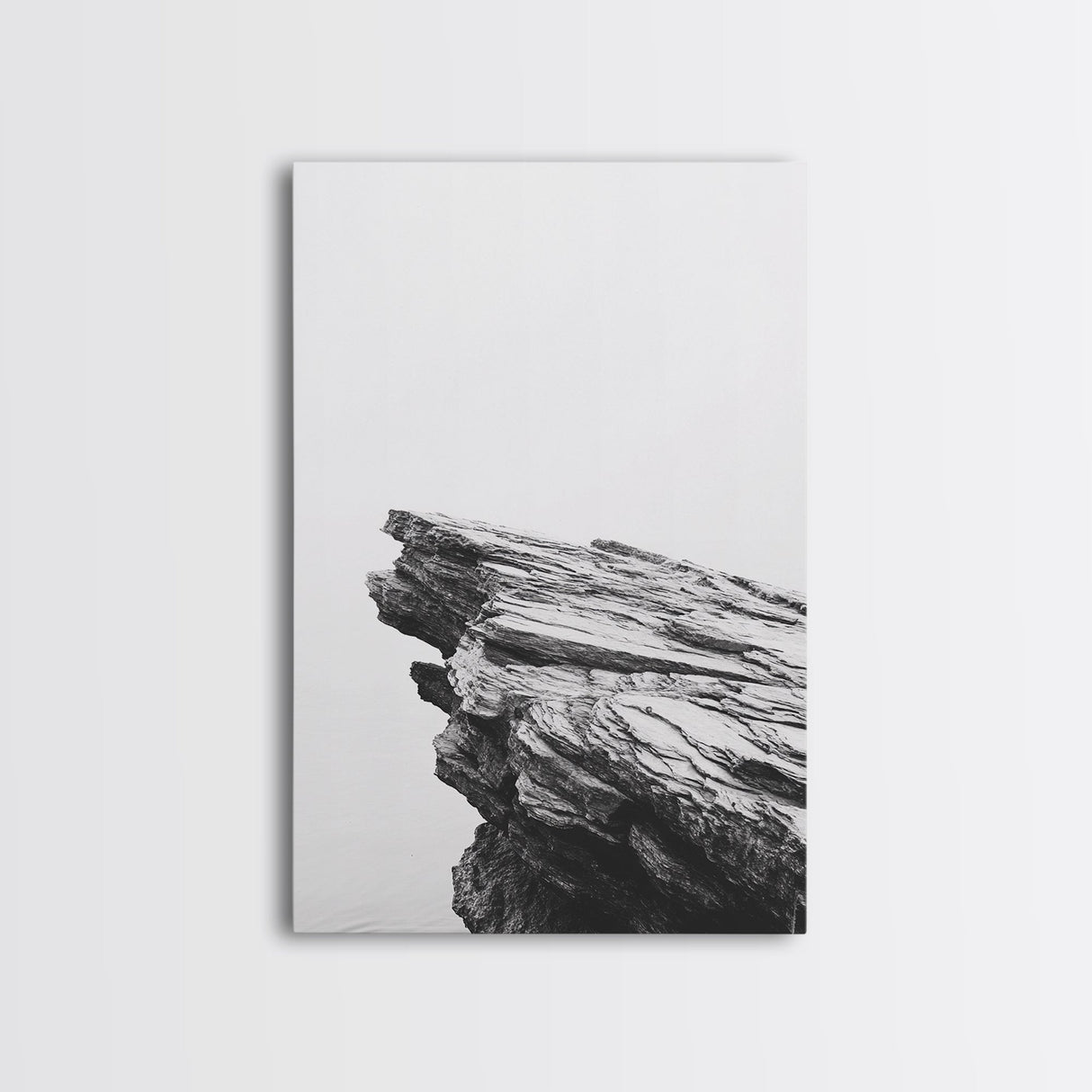 Weathered Cliffside, Coastal Rock, Modern Minimalism, Nature Decor, Framed Canvas Print, Neutral Tones, Office Wall Art, Beachy Aesthetic