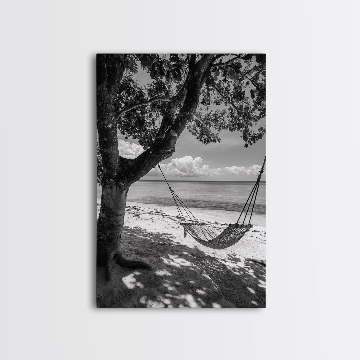 Hammock Relaxation, Beach Shade, Seaside Breeze, Canvas Print, Boho Bedroom Wall Art, Coastal Calm Tropical Home Decor