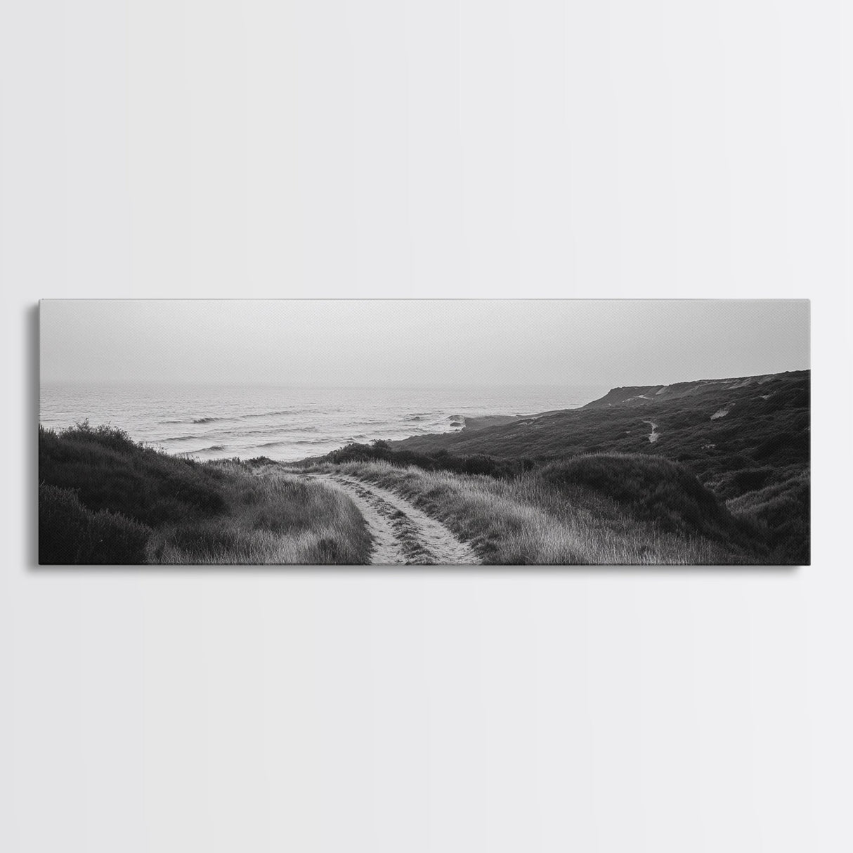 Coastal Path, Ocean Trail, Nature Journey, Canvas Print, Rustic Landscape Art, Entryway Wall Decor, Seaside Minimalist Photo