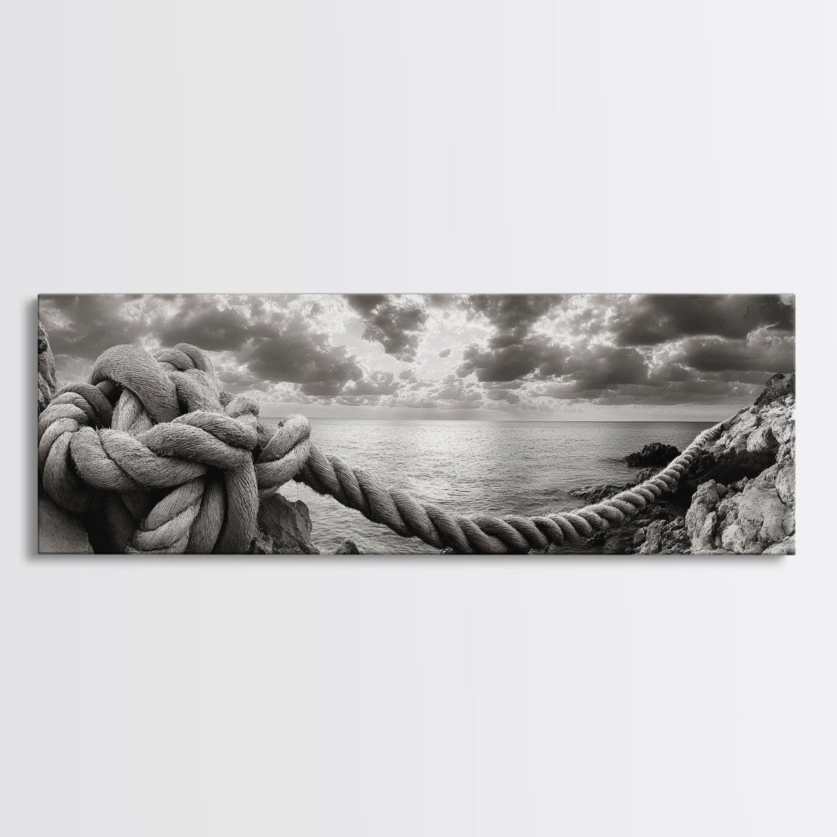 Nautical Knot, Coastal Texture, Ocean Rope, Framed Canvas Print, Beach House Decor, Coastal Wall Art, Nautical Theme, Seaside Aesthetic