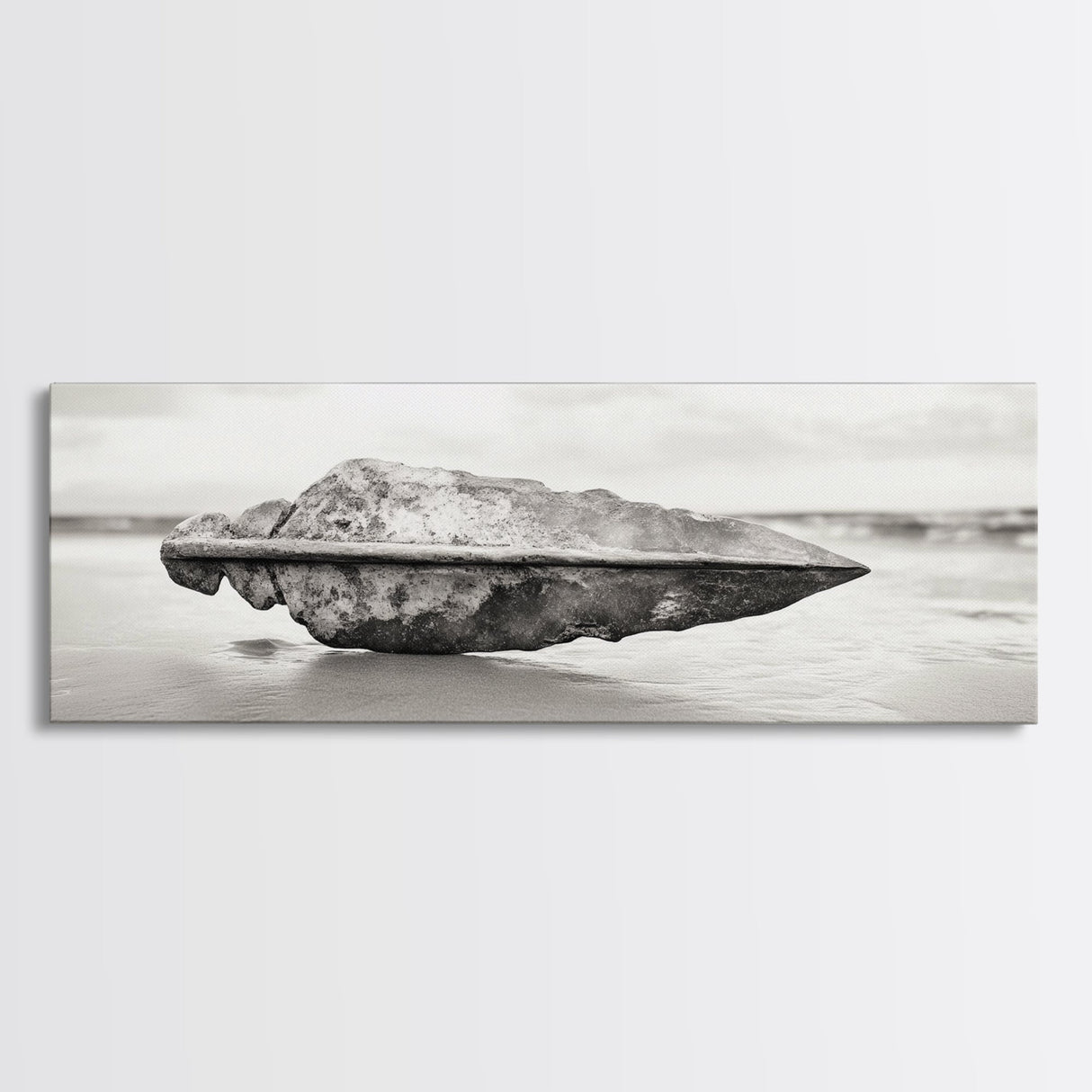 Beach Stone, Ancient Relic, Coastal Detail, Canvas Print, Minimalist art, Bathroom wall decor, Boho style, Neutral home aesthetic