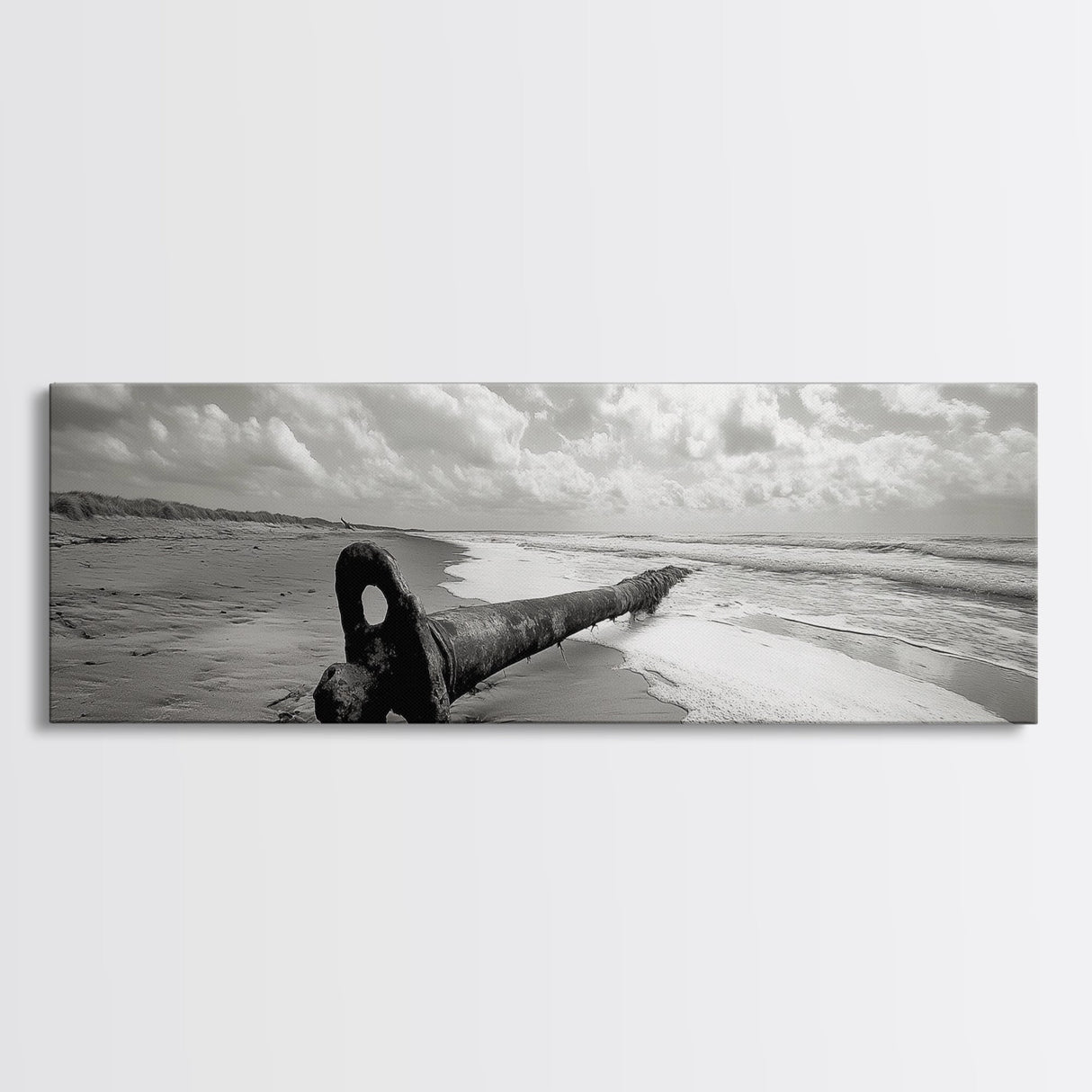 Rusted Anchor Pipe, Coastal Beach Art, Ocean Photography, Framed Canvas Print, Nautical Wall Art, Bedroom or Bathroom Decor