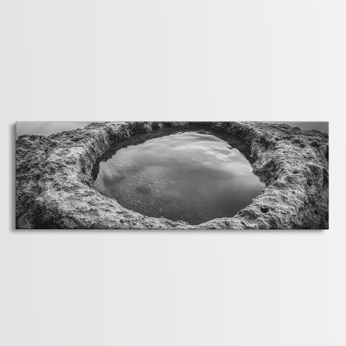 Tidal Pool Rock, Ocean Reflection, Earth Texture, Canvas Print, Zen Bathroom Wall Art, Natural Element Decor, Minimalist Photography