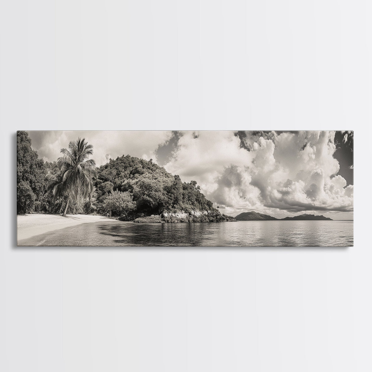 Tropical Island, Beach View, Palm Paradise, Coastal Retreat, Canvas Print, Bathroom Wall Art, Nautical Home Decor, Travel Photography