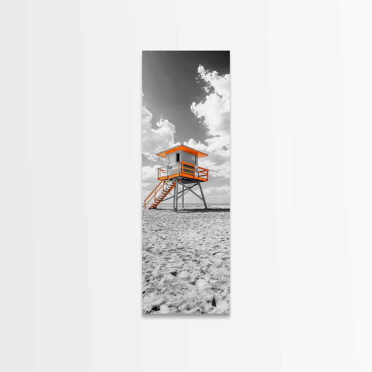 Lifeguard Tower Beach, Summer Vibes, Ocean Escape, Coastal Charm, Framed Canvas Print Bathroom Wall Art, Bold Minimalist Seaside Art