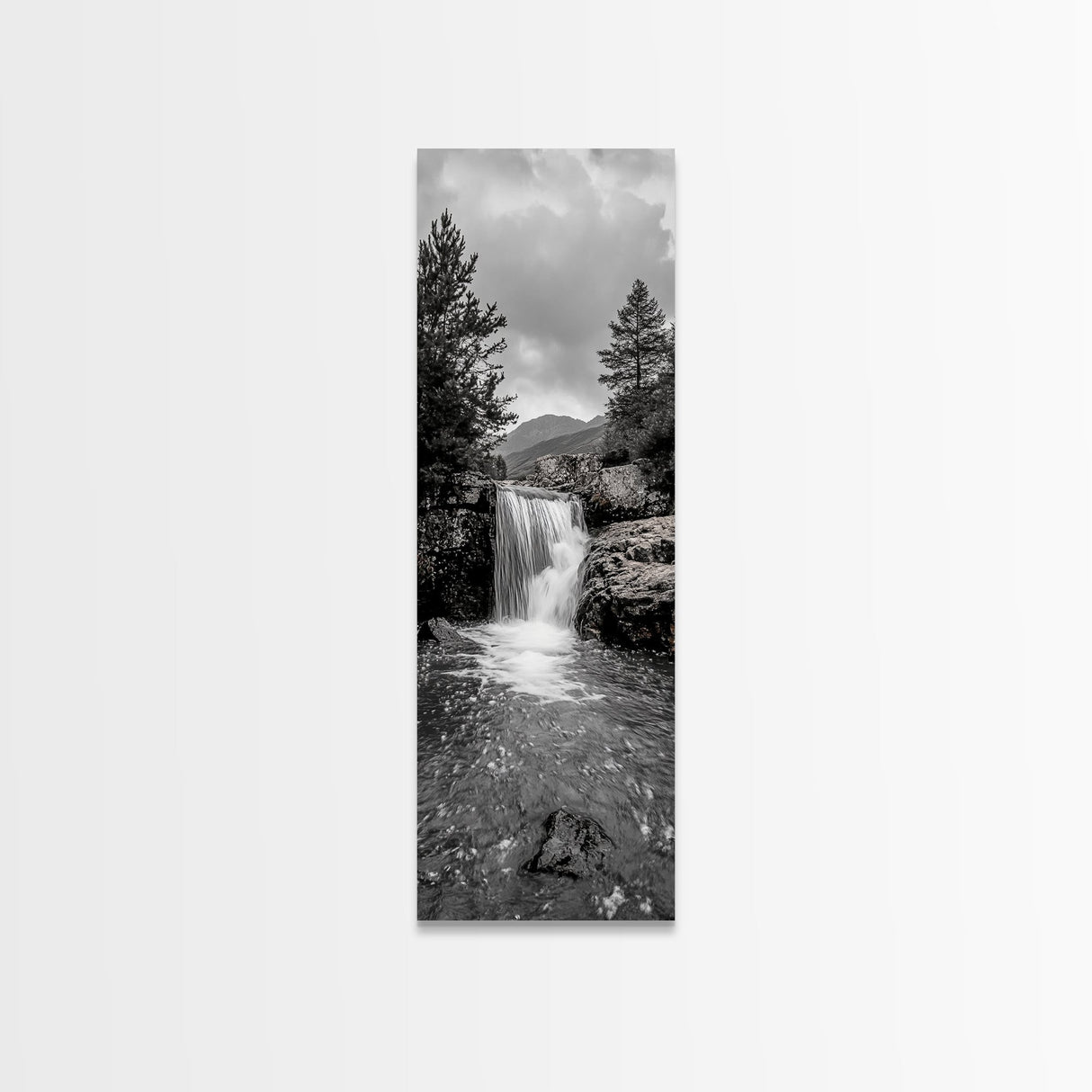 Waterfall Serenity, Mountain Stream Scene, Calming Nature Wall Art, Framed Canvas Print, Neutral Tones Decor, Bathroom or Spa Room Art