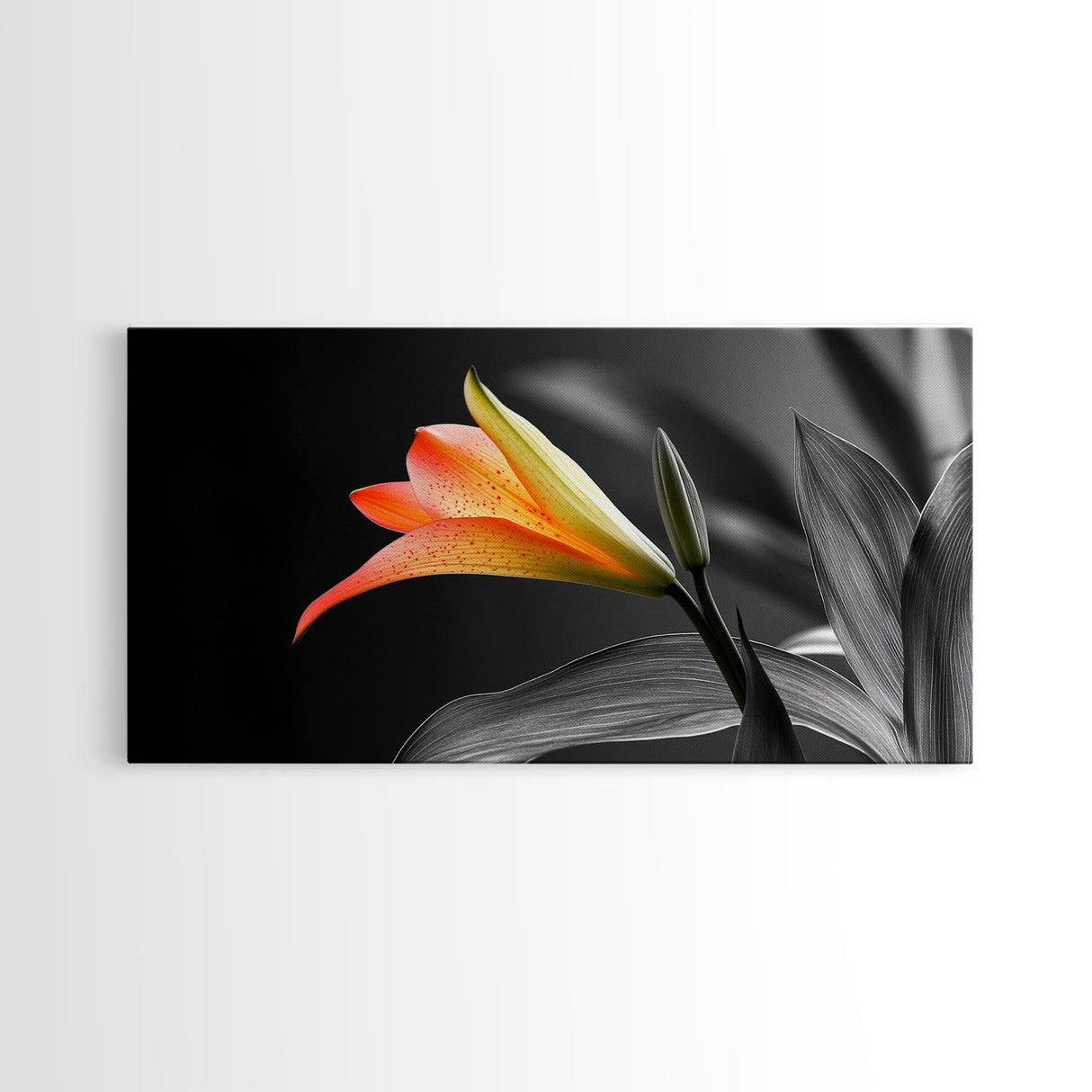 Orange Lily, Botanical Closeup, Modern Floral, Elegant Nature, Framed Canvas Print, Minimalist Wall Art, Kitchen Decor, Botanical Photography
