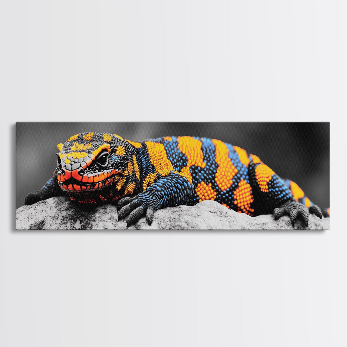 Colorful Lizard Art, Vibrant Reptile Closeup, Wildlife Macro, Canvas Print, Bold Nature Decor, Kids Room Wall Art, Bedroom Wall Art