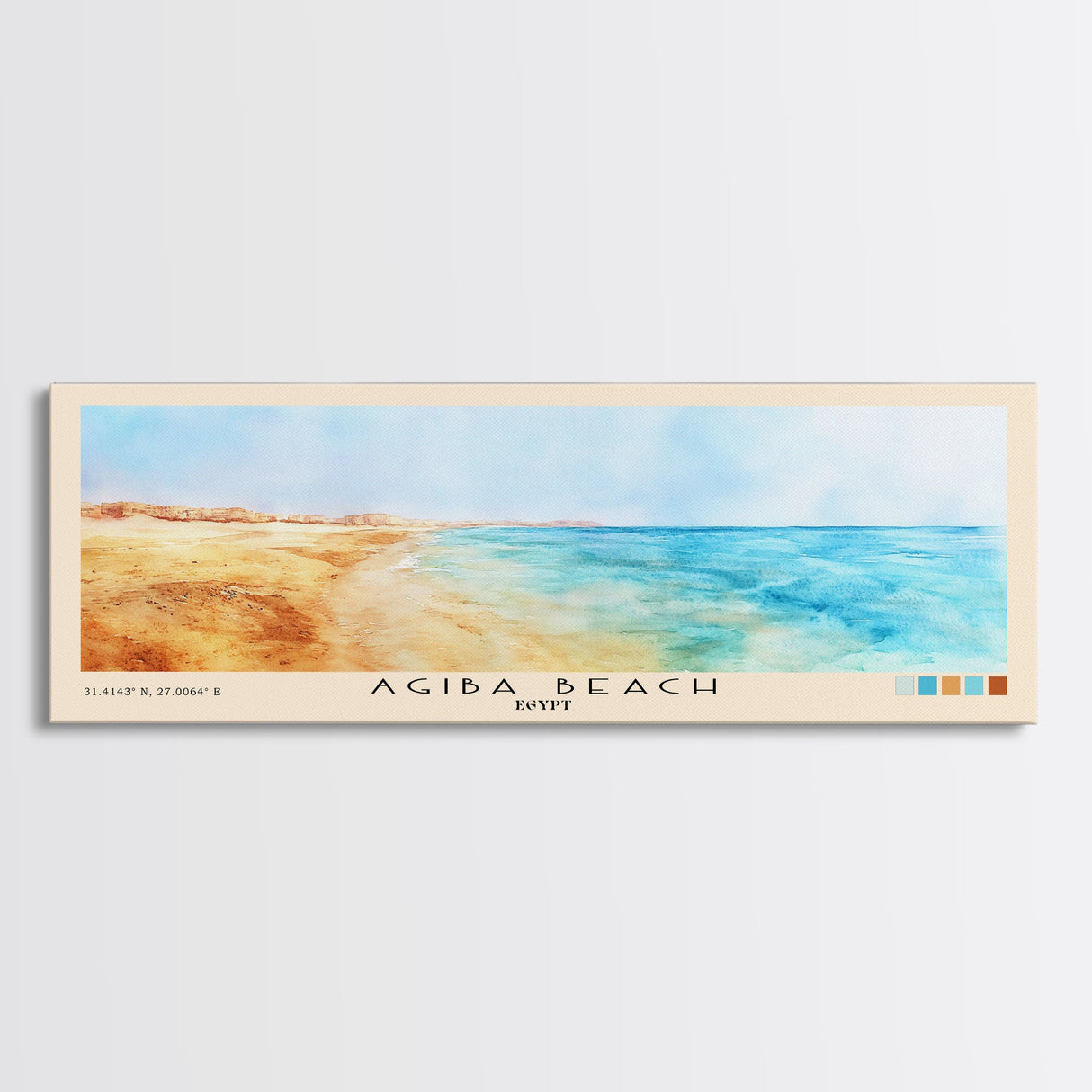 Agiba Beach, Egypt Watercolor Print, Vacation Gift, Egypt Wall Art, Beach Painting, Beach Decor, Beach Or Lakehouse Art