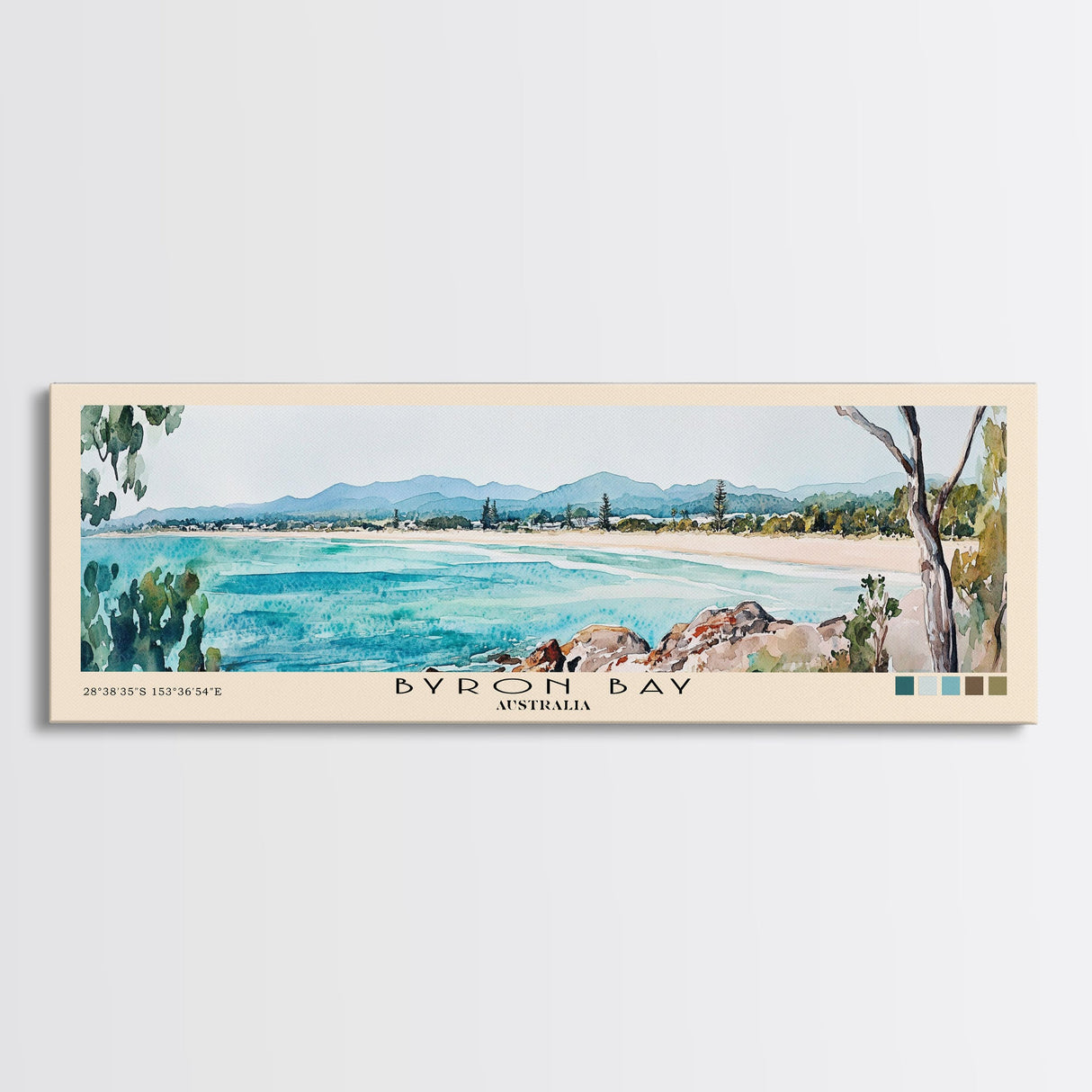 Byron Bay, Australia Watercolor Beach Print, Vacation Gift, Australia Wall Art, Beach Painting, Beach Decor, Beach Painting