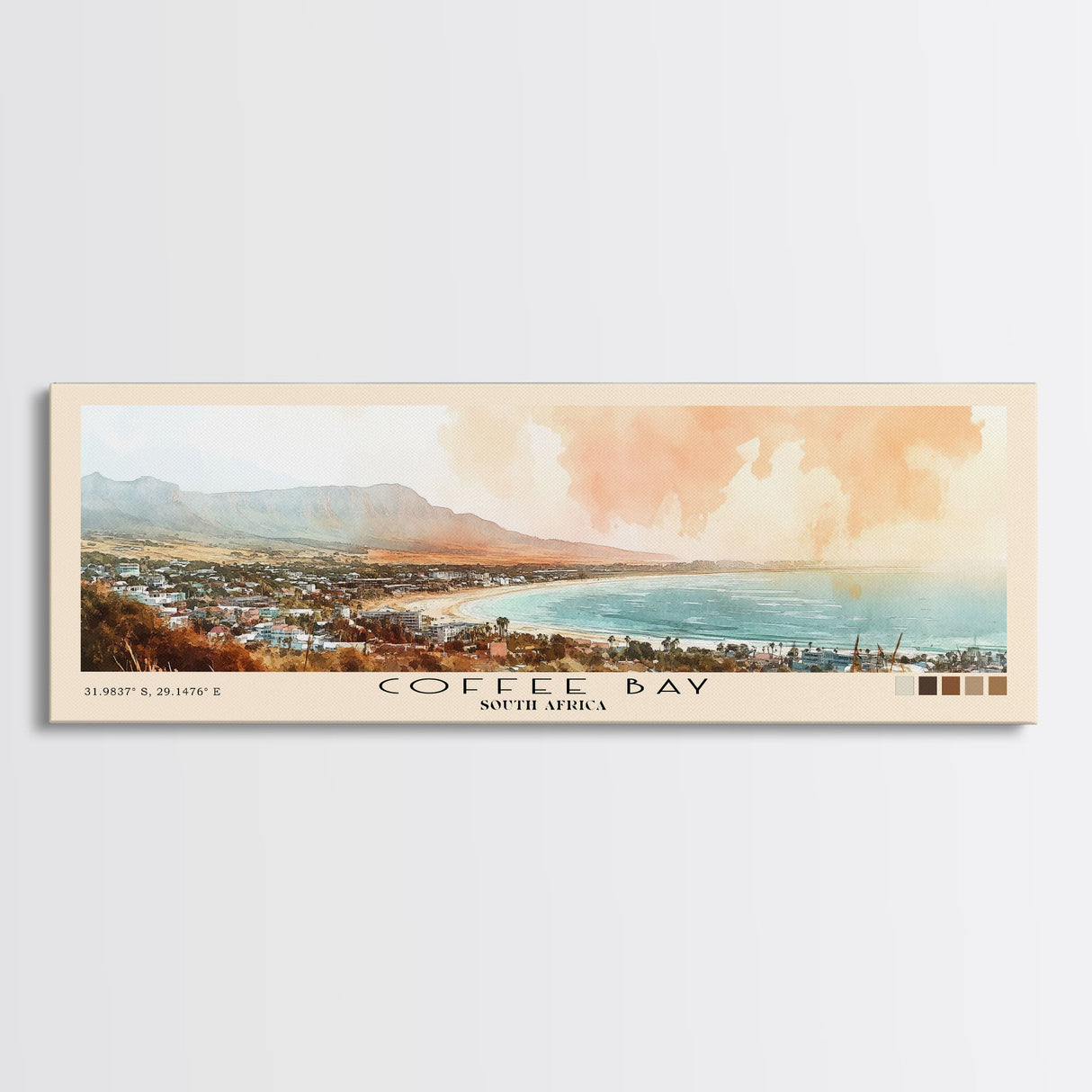 Coffee Bay, South Africa Watercolor Print, Vacation Gift, South Africa Wall Art, Beach Painting, Beach Decor, Large Wall Art, Wood Frame Art