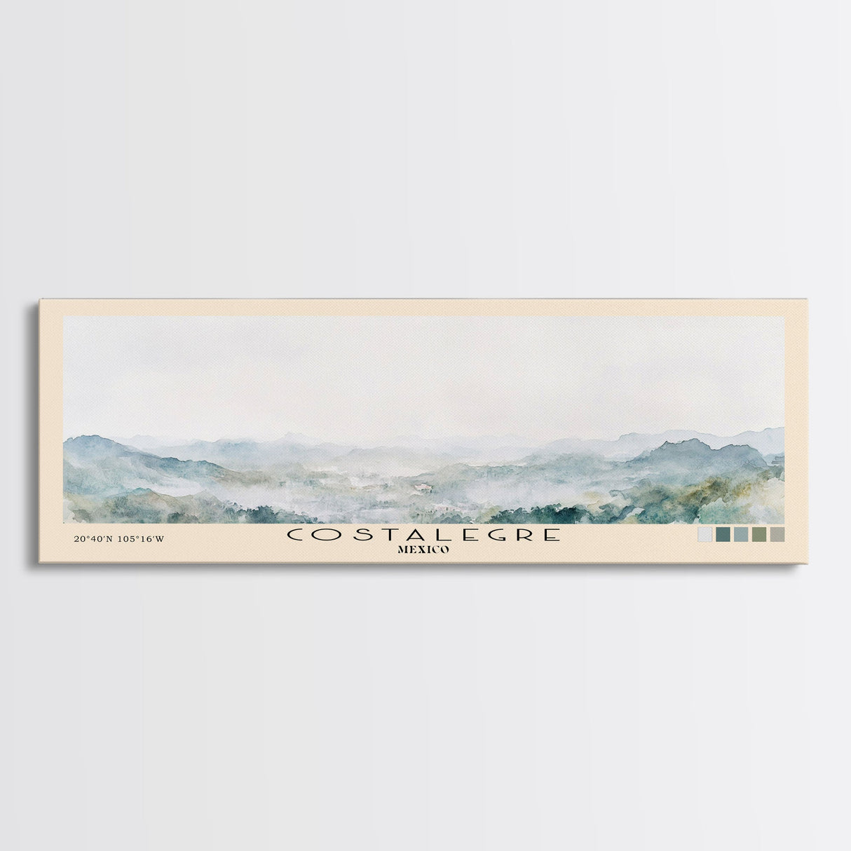 Costalegre, Mexico Watercolor Print, Vacation Gift, Mexico Wall Art, Beach Painting, Beach Decor, Large Wall Art, Wood Frame Art
