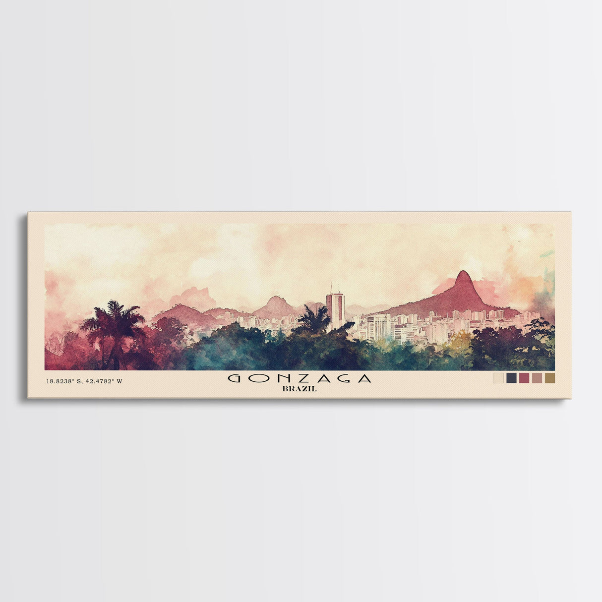 Gonzaga, Brazil Watercolor Beach Print, Vacation Gift, Brazil Wall Art, Beach Painting, Beach Decor, Beach Painting