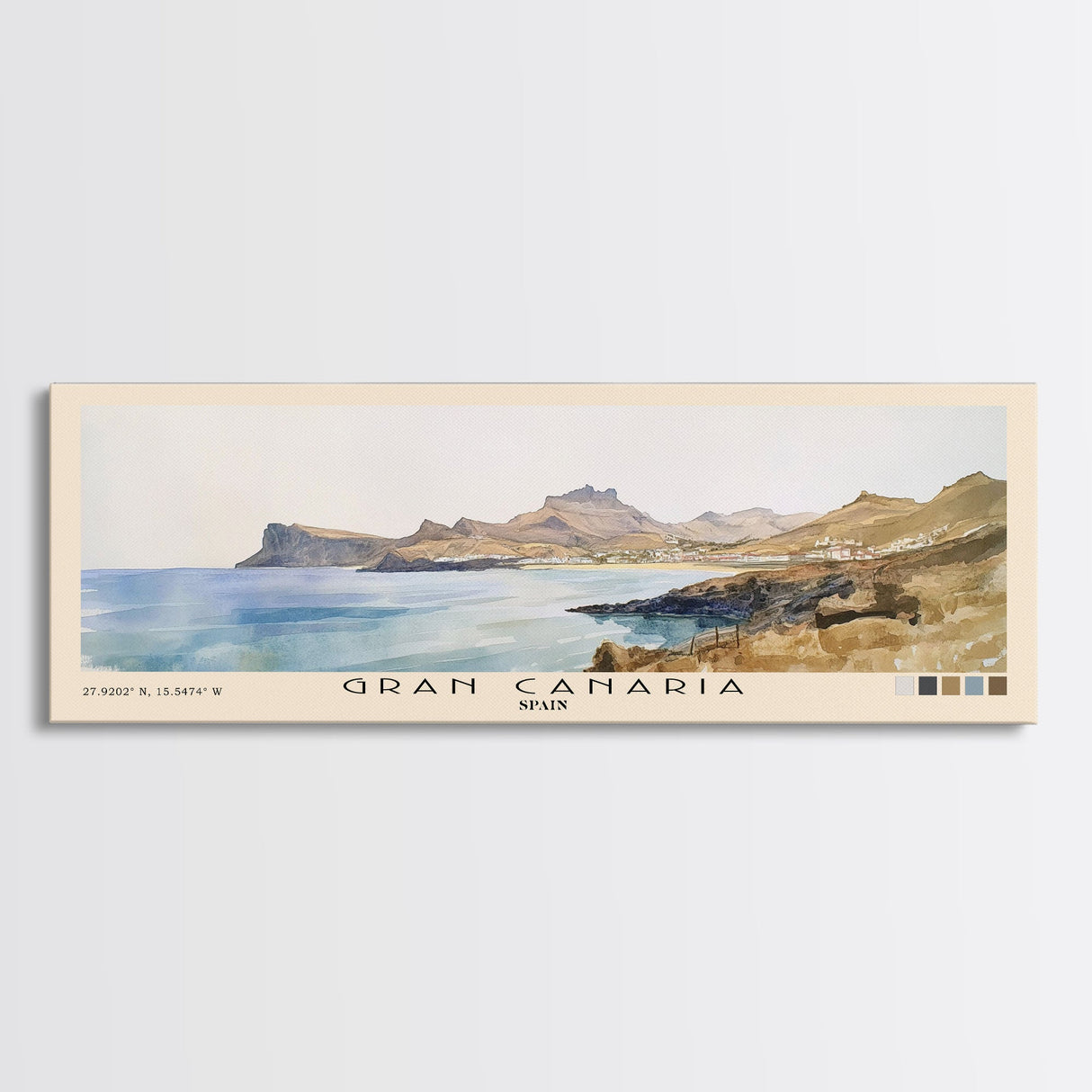 Gran Canaria, Spain Watercolor Beach Print, Vacation Gift, Spain Wall Art, Beach Painting, Beach Decor, Beach Painting