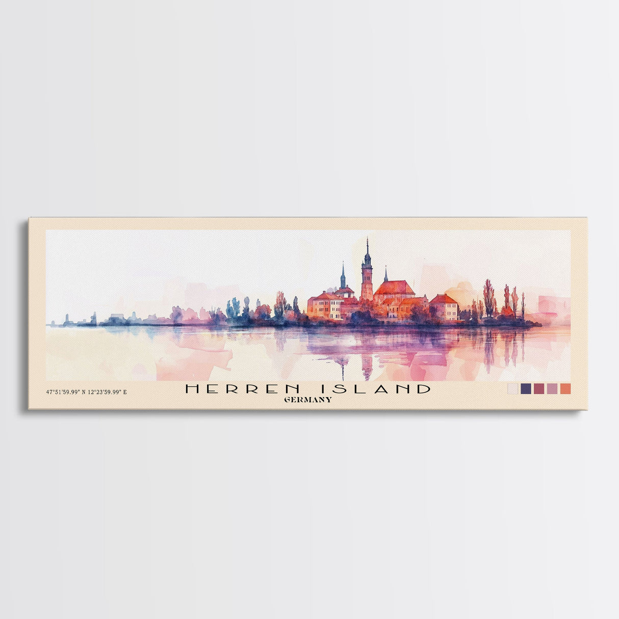 Herren Island, Germany Watercolor Print, Vacation Gift, Germany Wall Art, Beach Painting, Beach Decor, Large Wall Art, Wood Frame Art