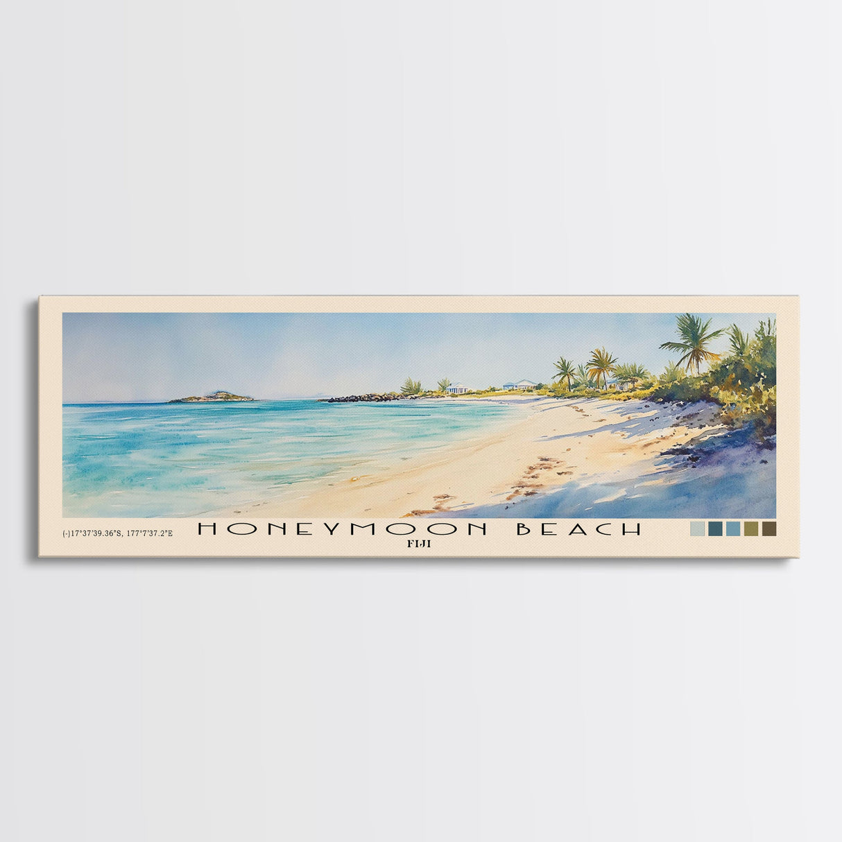 Honeymoon Beach, US Virgin islands Watercolor Beach Print, Vacation Gift, US Virgin islands Wall Art, Framed Canvas Print, Framed Beach Painting