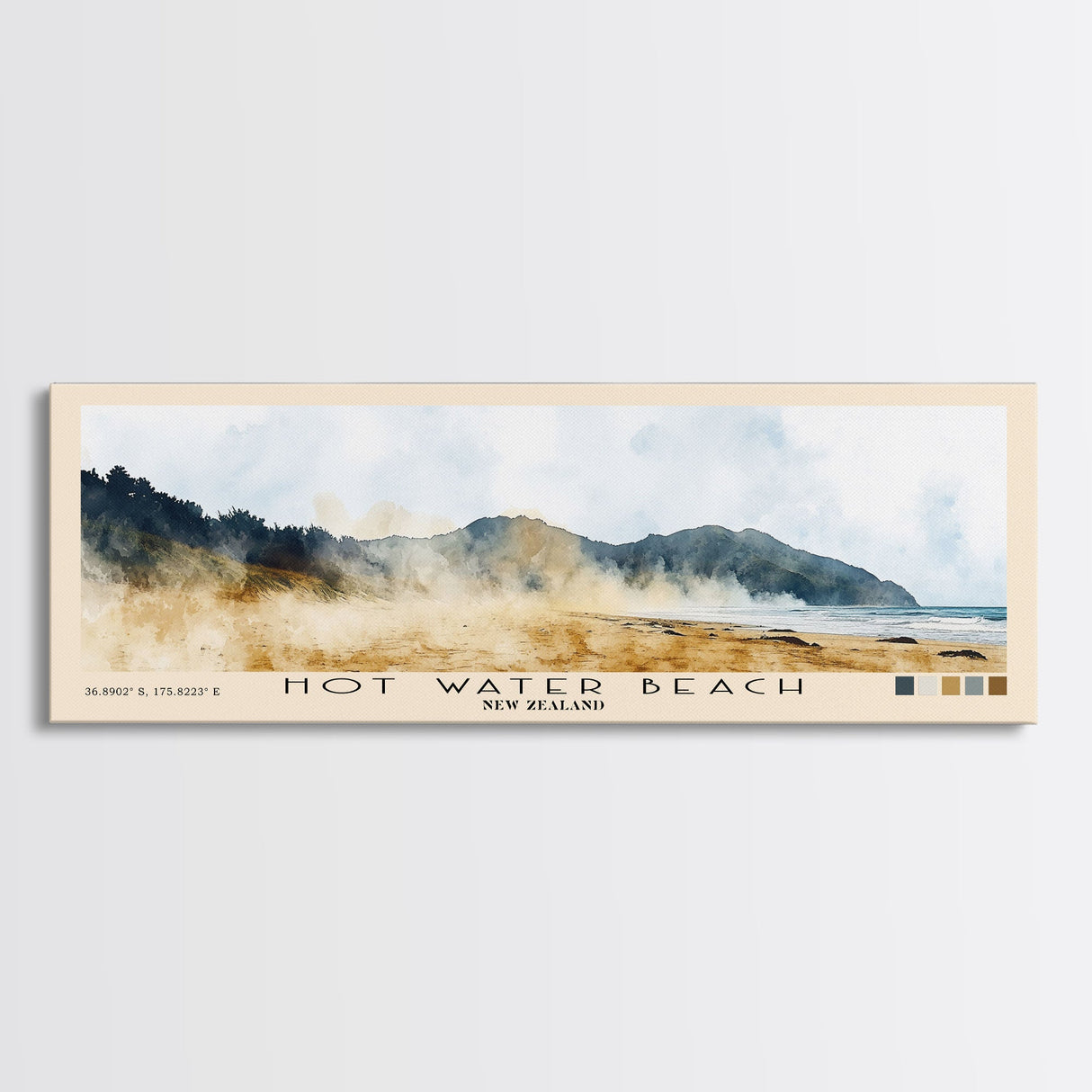 Hot Water Beach, New Zealand Watercolor Beach Print, Vacation Gift, New Zealand Wall Art, Beach Painting, Beach Decor, Beach Painting