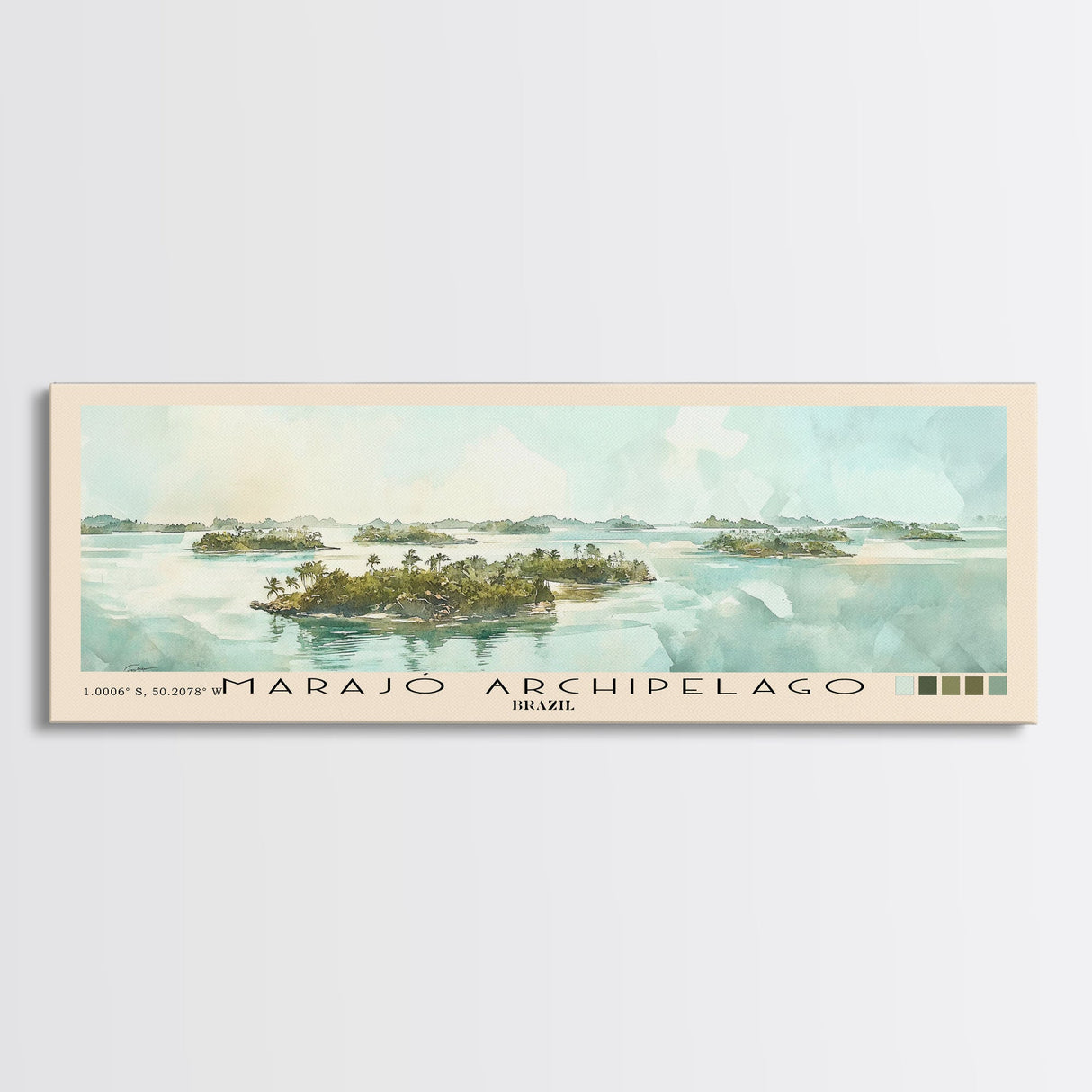 Marajó Archipelago, Brazil Watercolor Print, Vacation Gift, Brazil Wall Art, Beach Painting, Beach Decor, Large Wall Art, Wood Frame Art